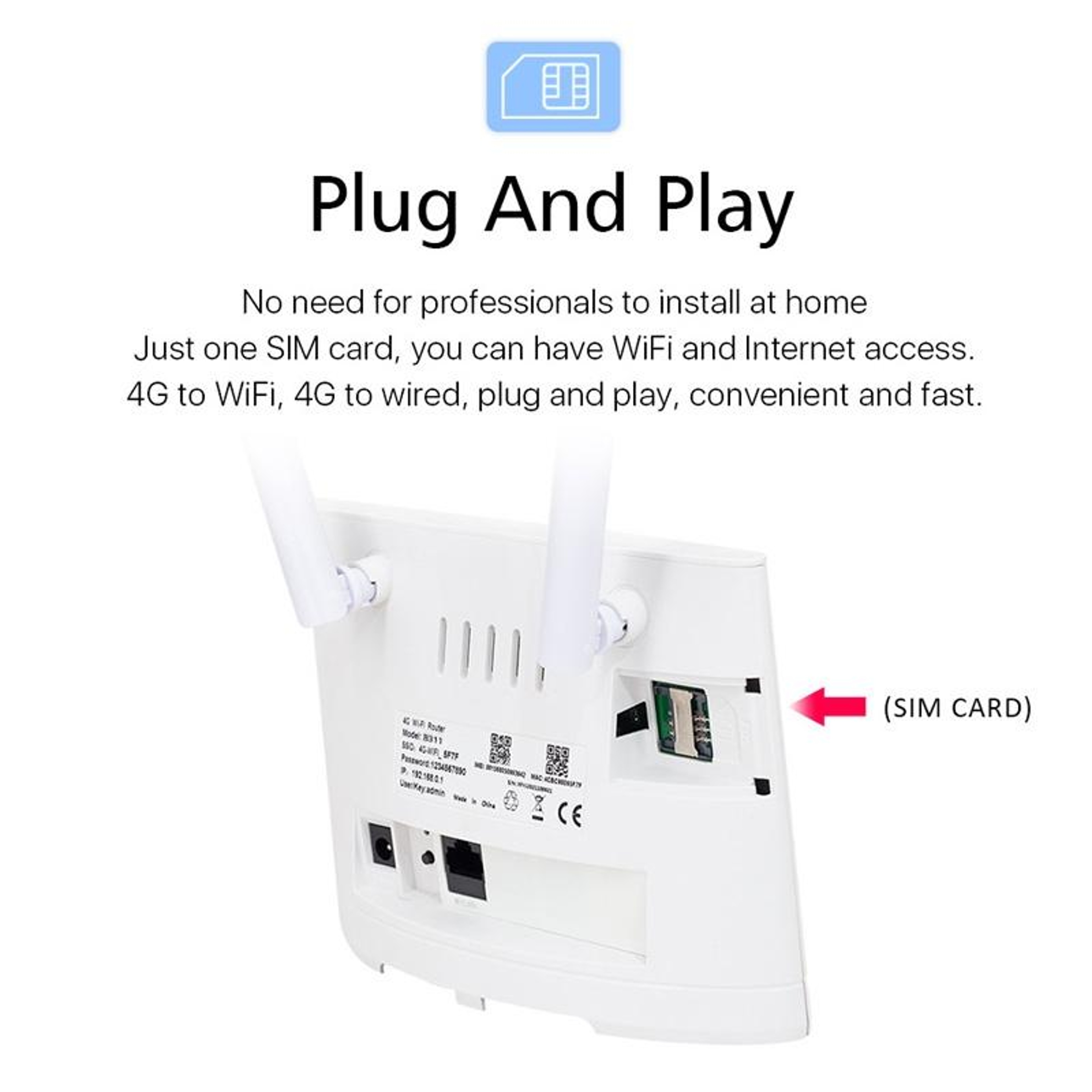 D311R 4G LTE Router With SIM Card Slot 300Mbps Wireless WiFi Router For Home Office And Travel 2