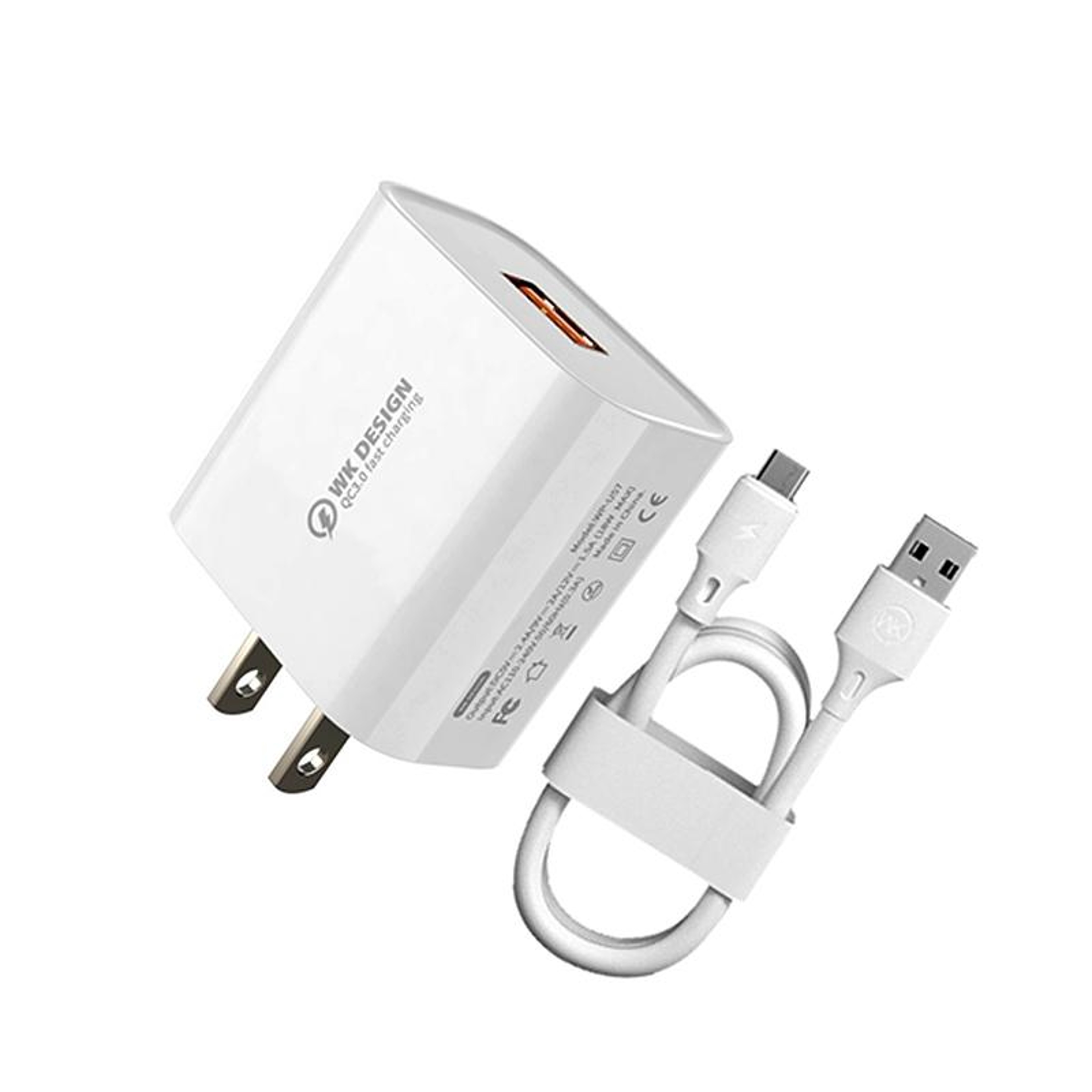 WK WPU57 QC 30 Fast Charger 24W USB Wall Charger With Micro USB Cable US Plug 2