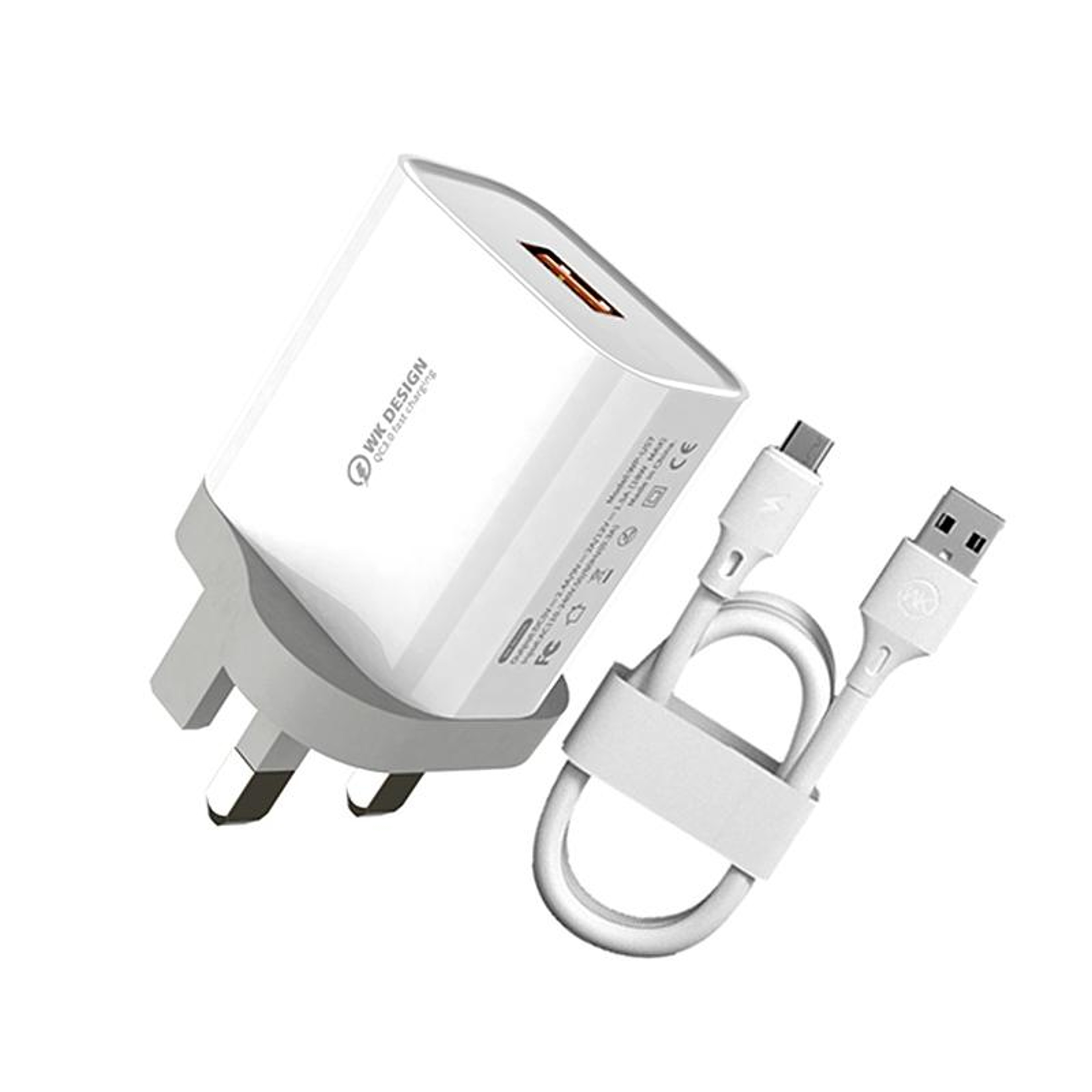 WK WPU57 QC 30 Fast Charger 24W USB Wall Charger With Micro USB Cable US Plug 5
