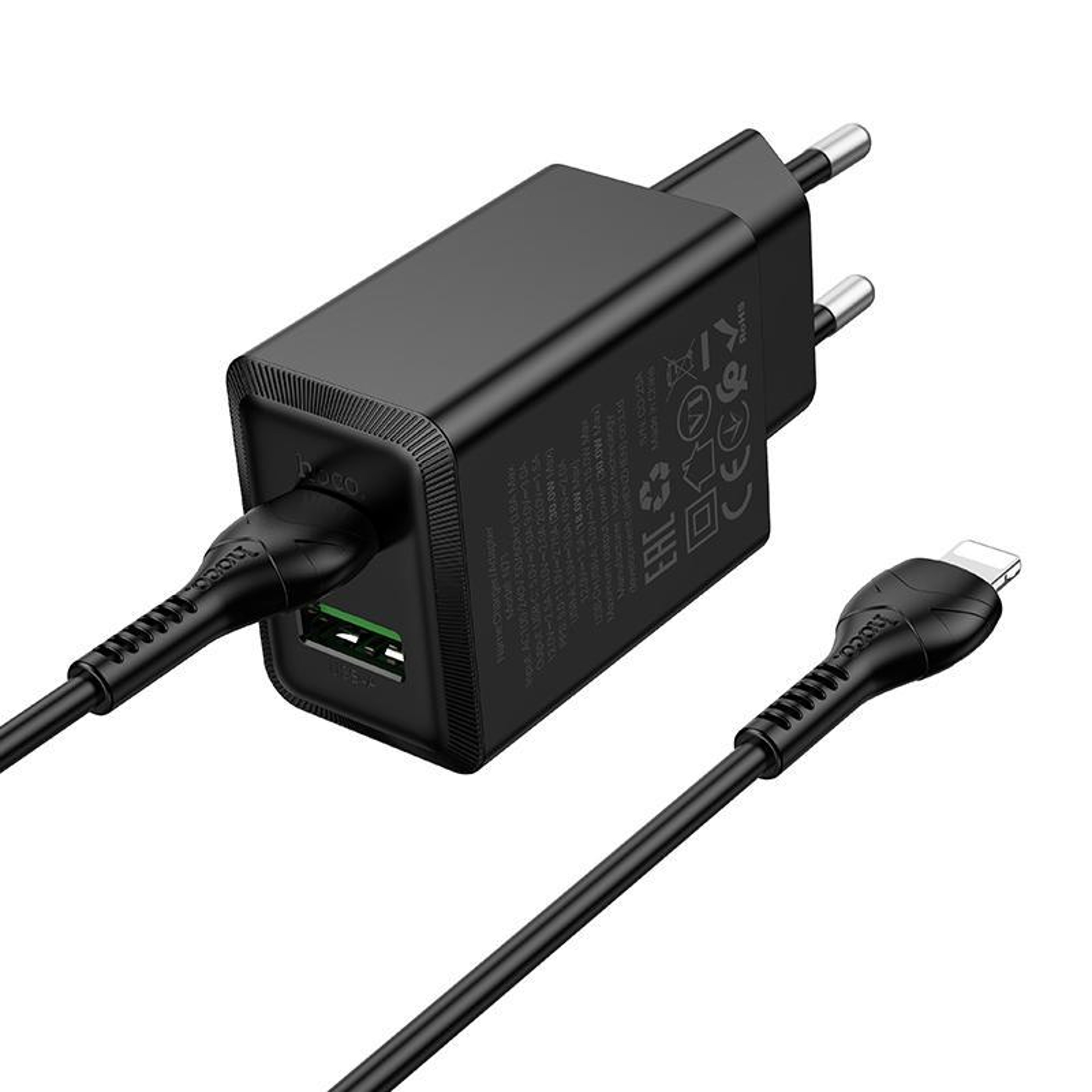 Hoco N71 30W PD Fast Wall Charger Dual Port USB C Charger With USB C To Lightning Cable 2