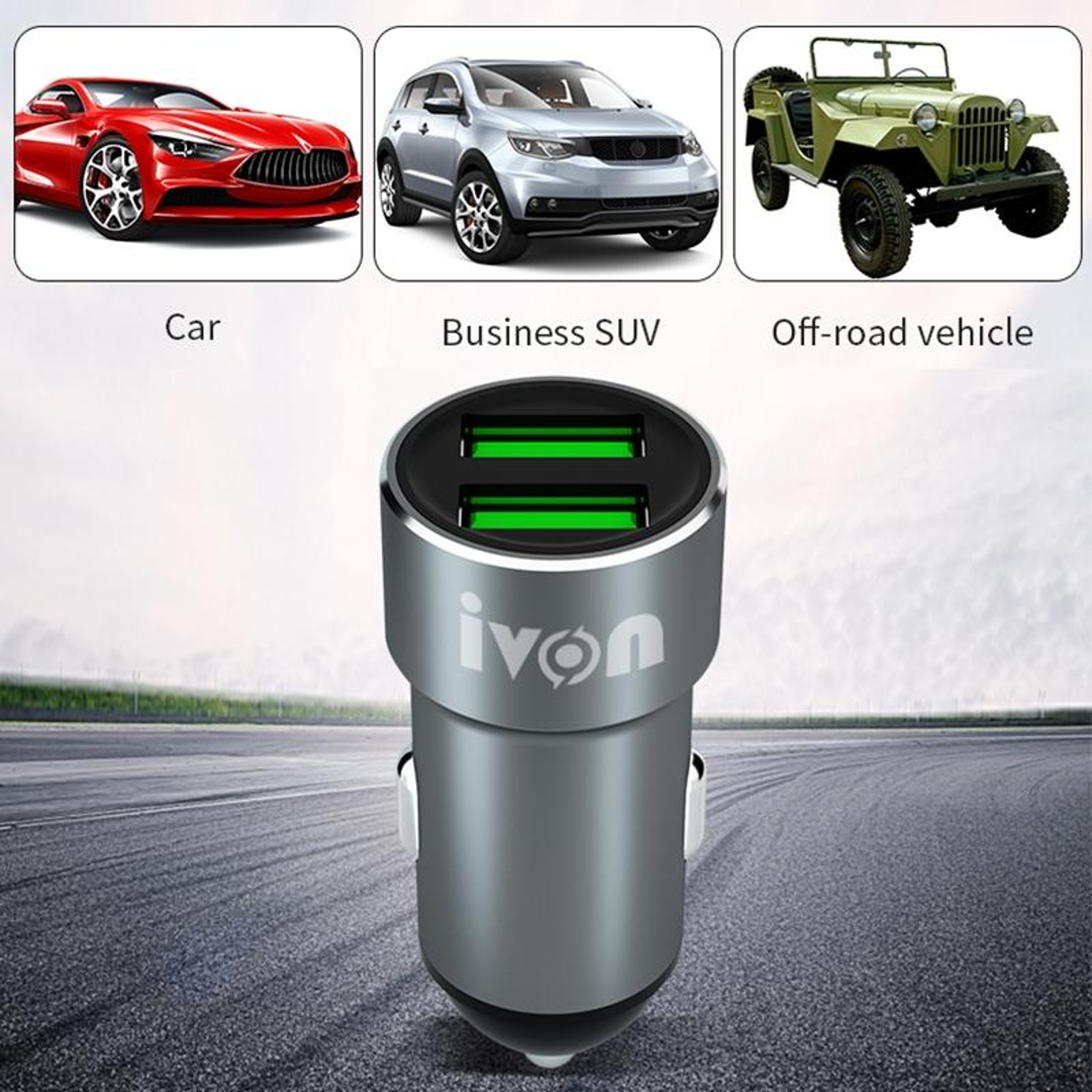 IVON CC38 Dual USB Car Charger With USBC Car Charger Cable 24A Fast Charging Set 7