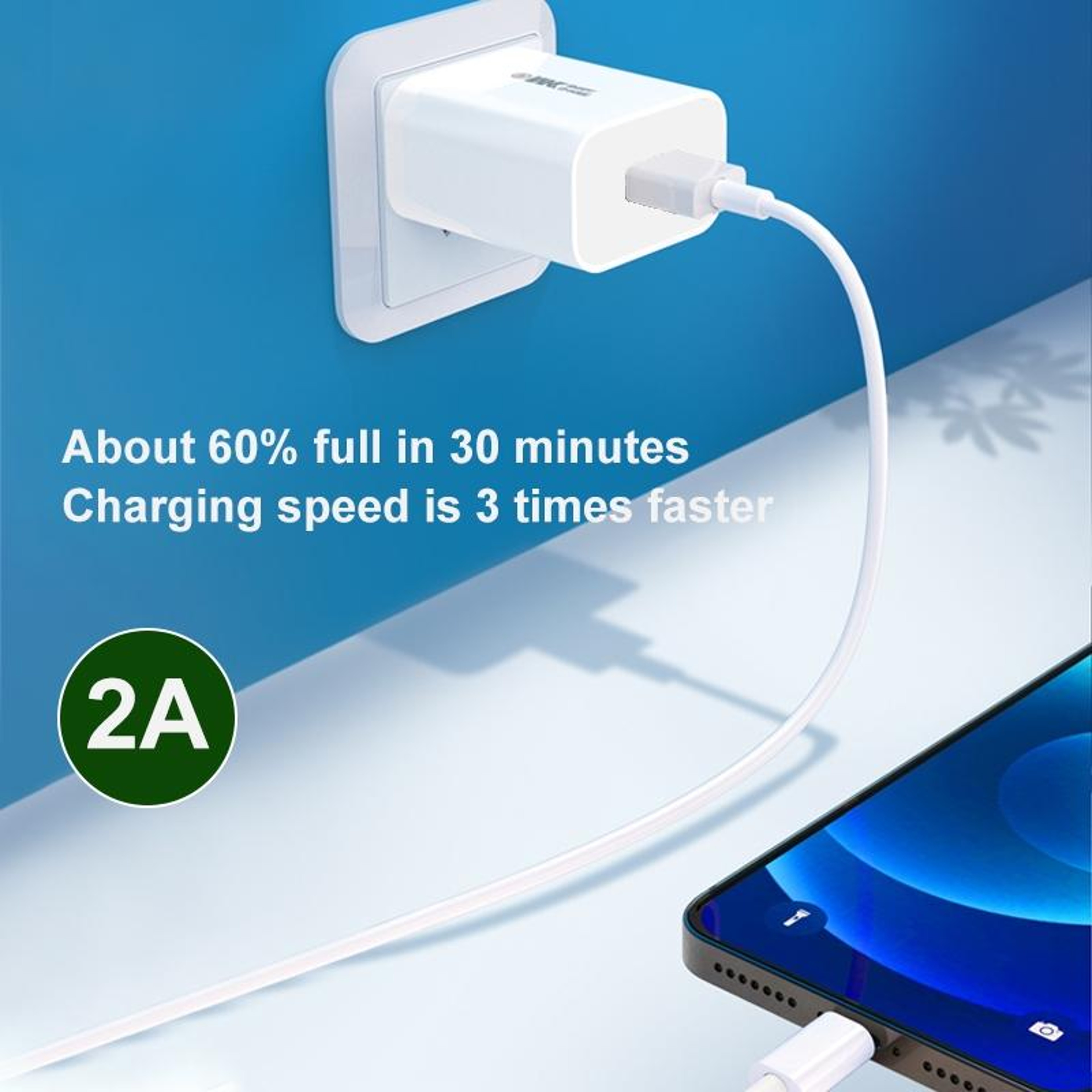 WK 2A USB Type C Charger With USB C Cable Compact Wall Charger US Plug 9