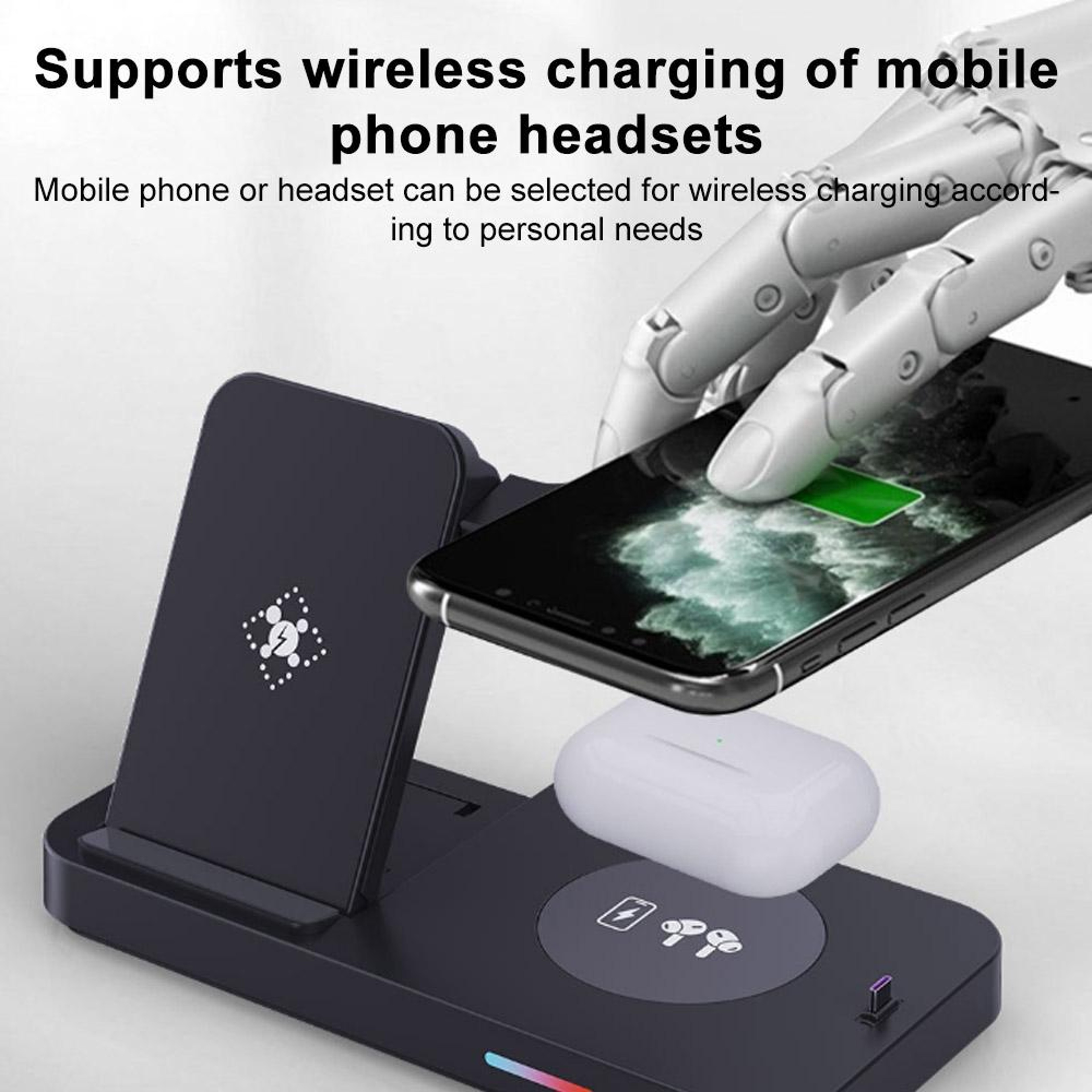 15W 3 In 1 Wireless Charger Foldable Stand For Apple Phone Watch  Earbuds Fast Charging Station 4