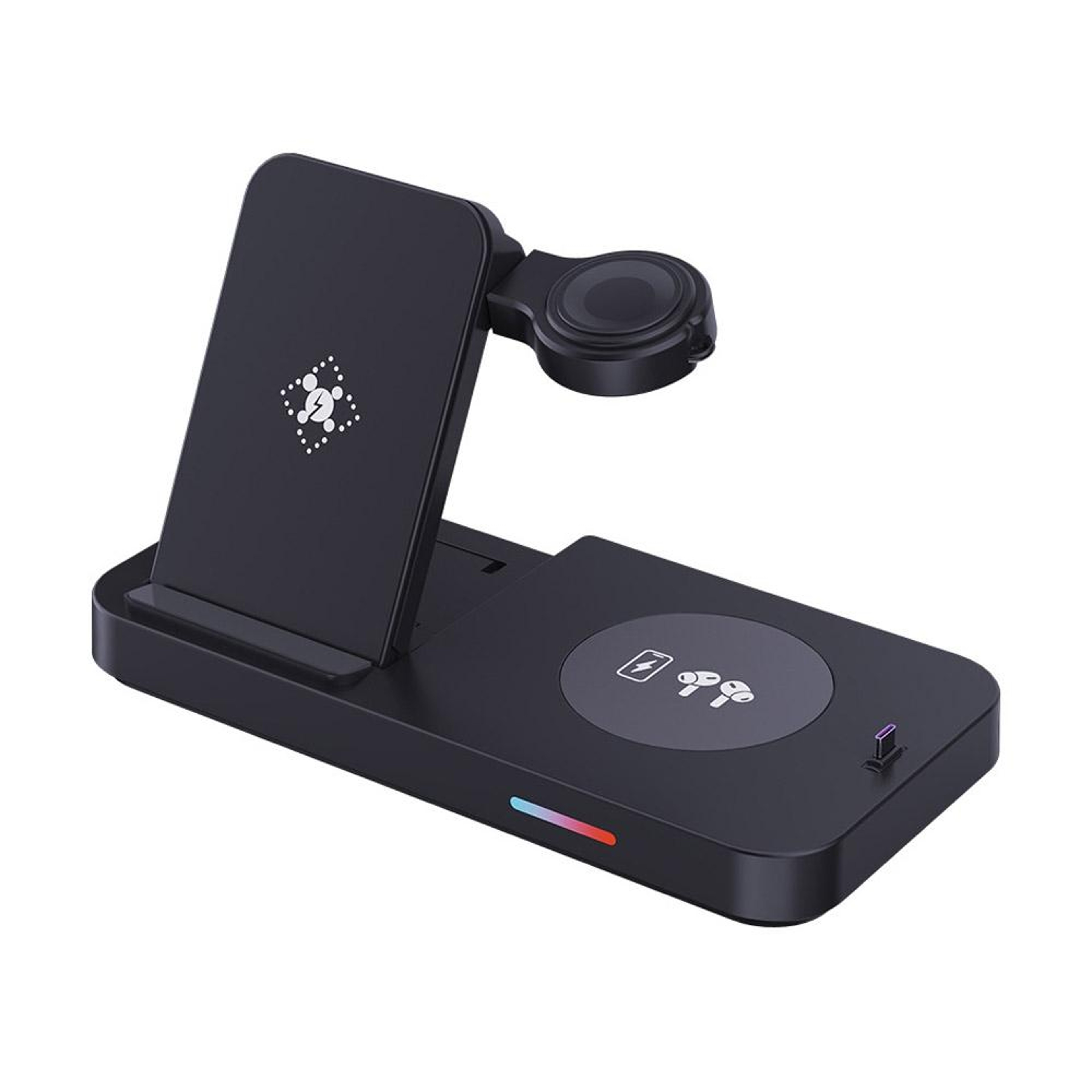 15W 3 In 1 Wireless Charger Foldable Stand For Apple Phone Watch  Earbuds Fast Charging Station 2