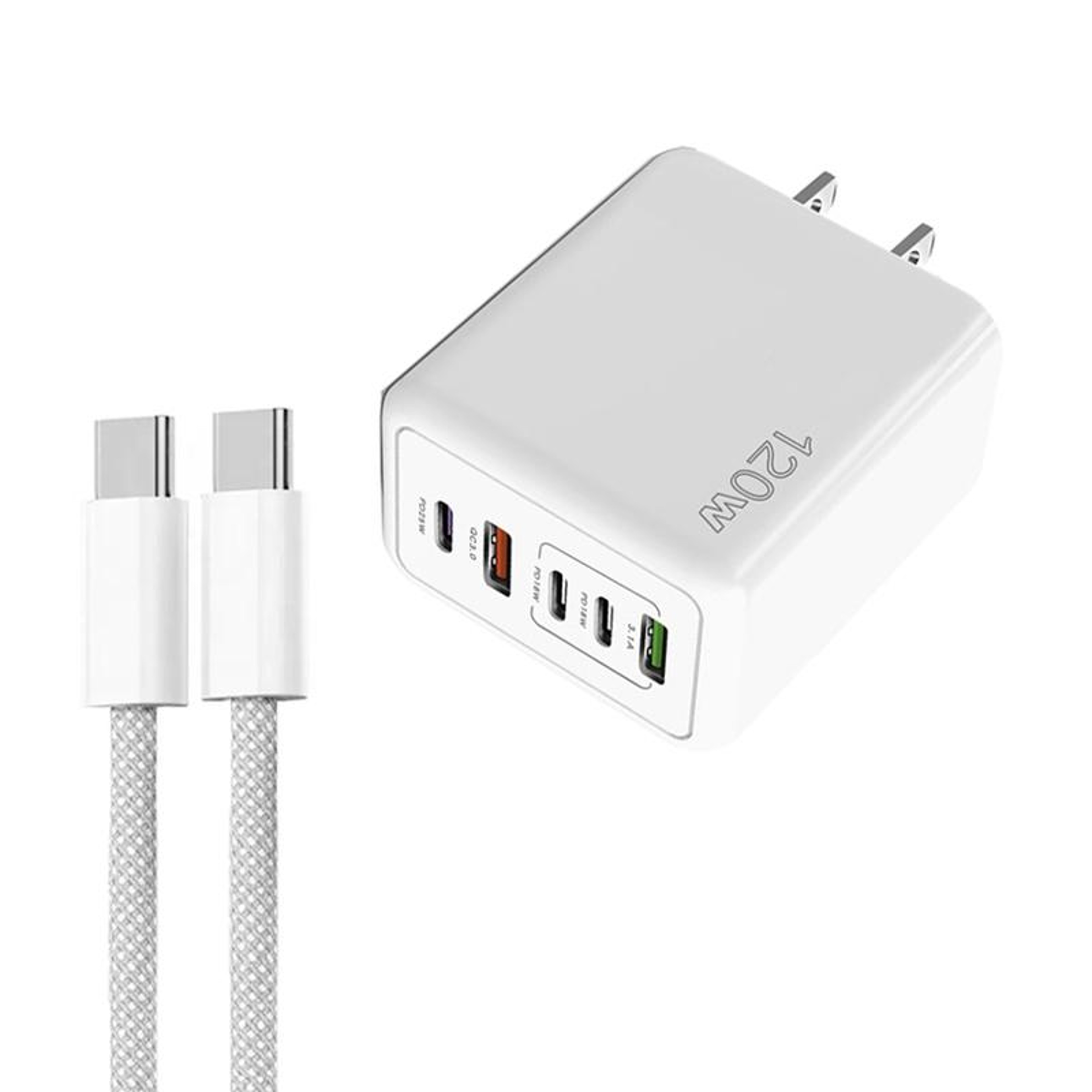 120W USB C Multi Port Fast Charger 5 Port PD Quick Charge Wall Charger US Plug 8