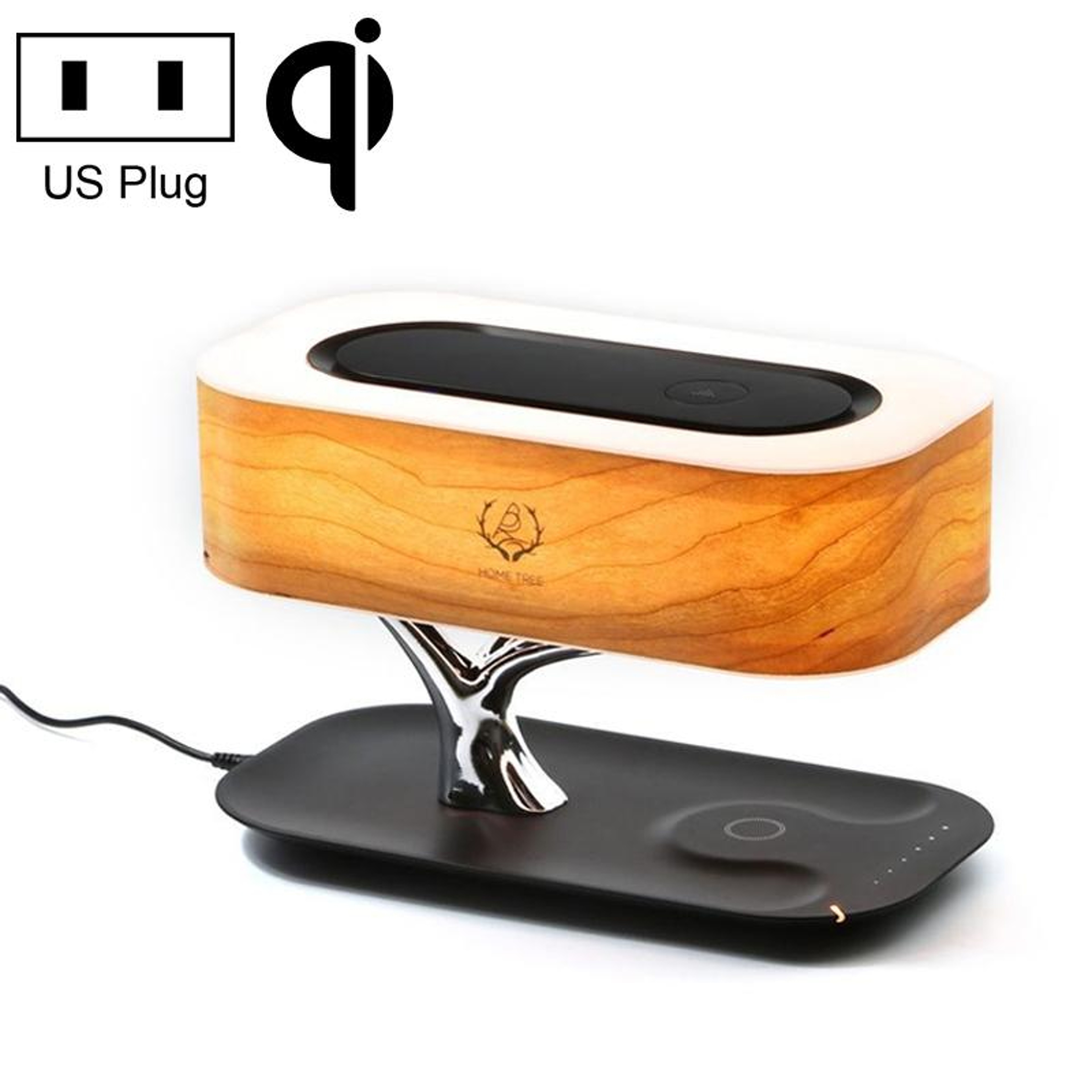 Tree Light Bluetooth Speaker Lamp With Wireless Phone Charger And LED Desk Light US Plug 4