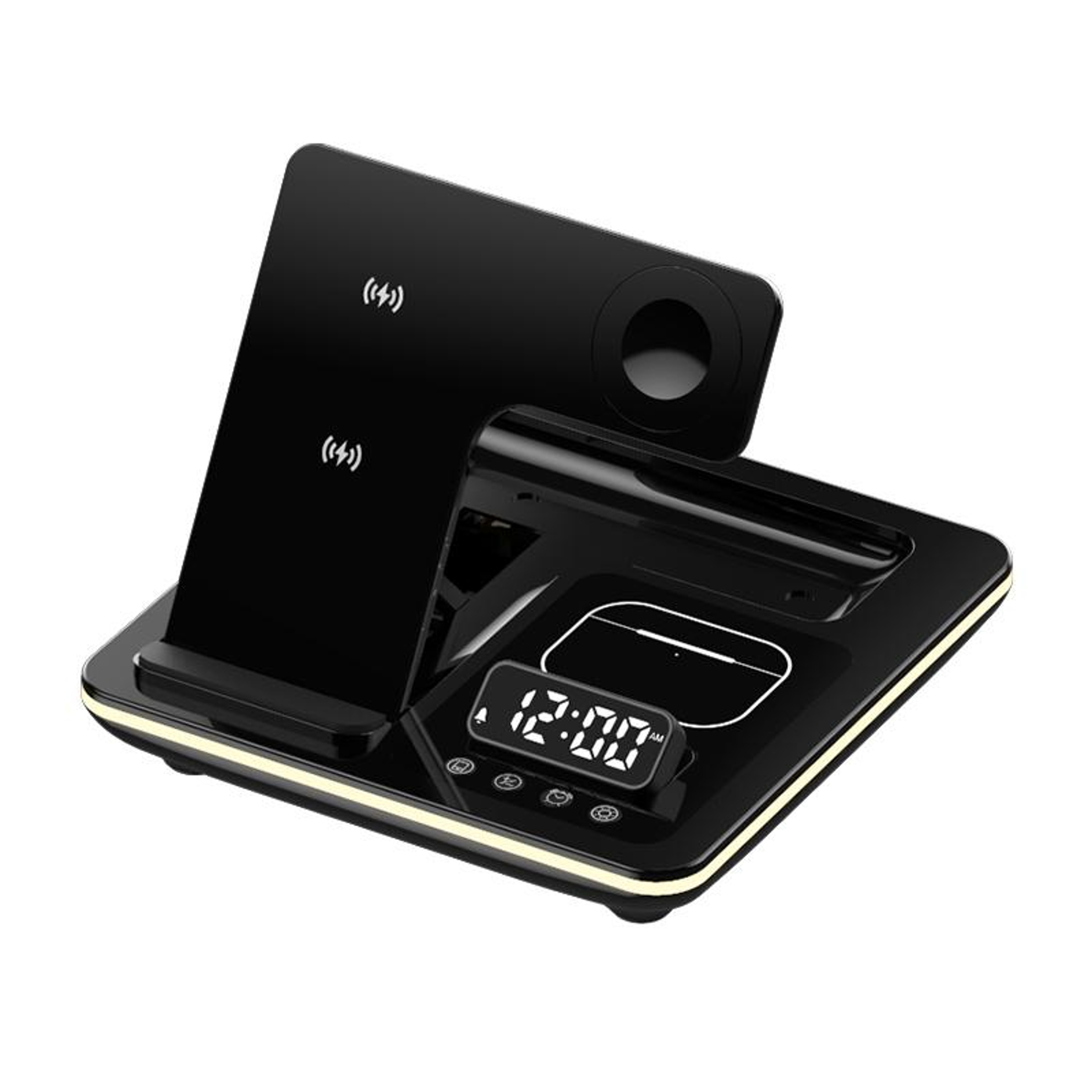 A93 15W 5 In 1 Wireless Charging Station Foldable Magnetic Phone Stand With Clock And RGB Light 1