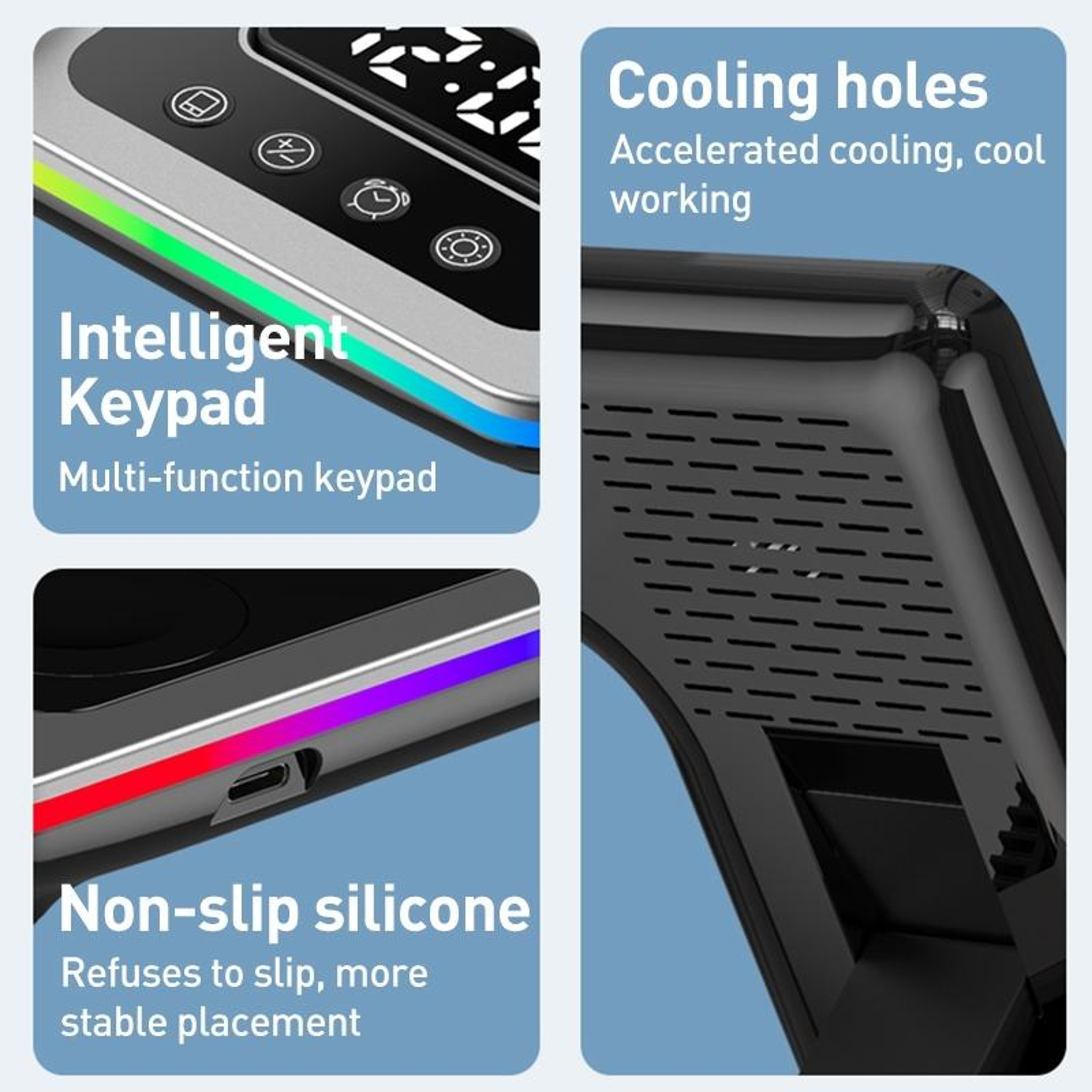 A93 15W 5 In 1 Wireless Charging Station Foldable Magnetic Phone Stand With Clock And RGB Light 4
