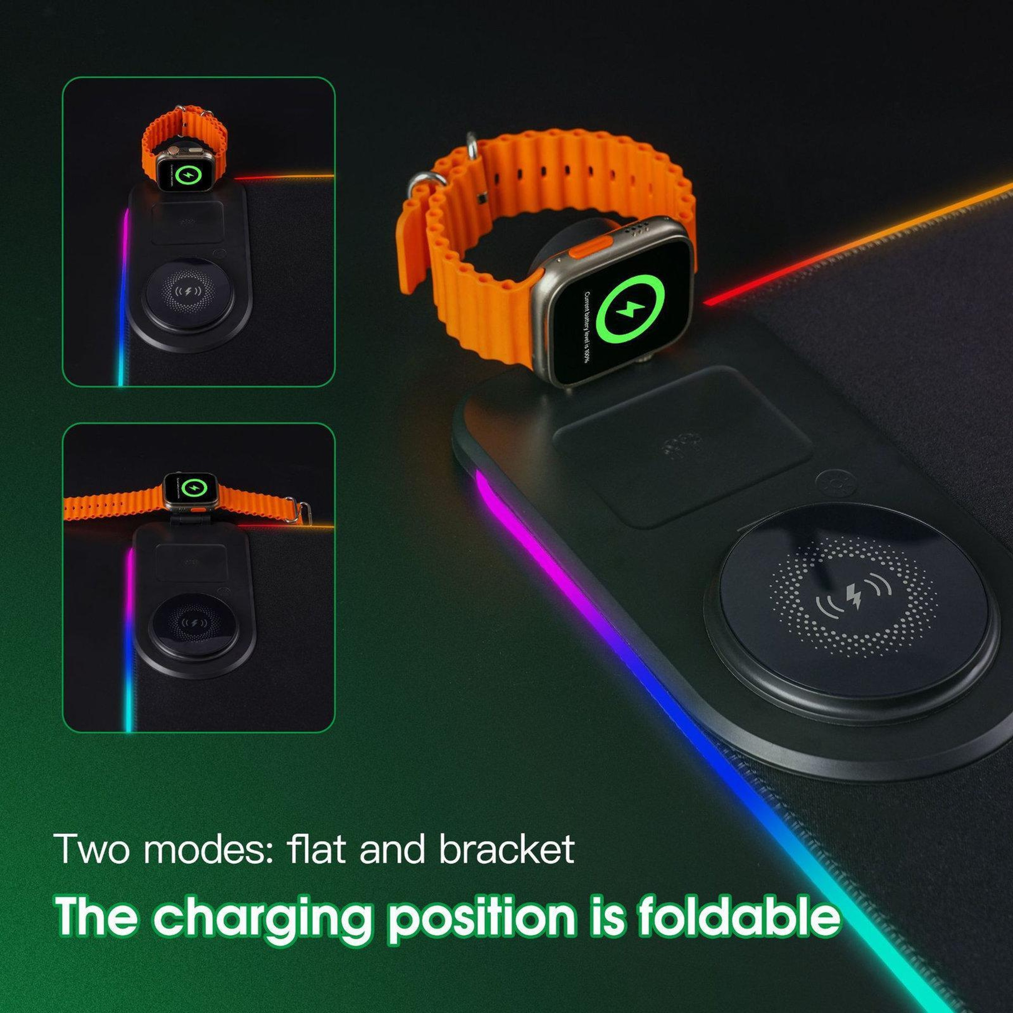 3 In 1 Wireless Charging Mouse Pad RGB Gaming Desk Mat With 15W Fast Charger – view 10