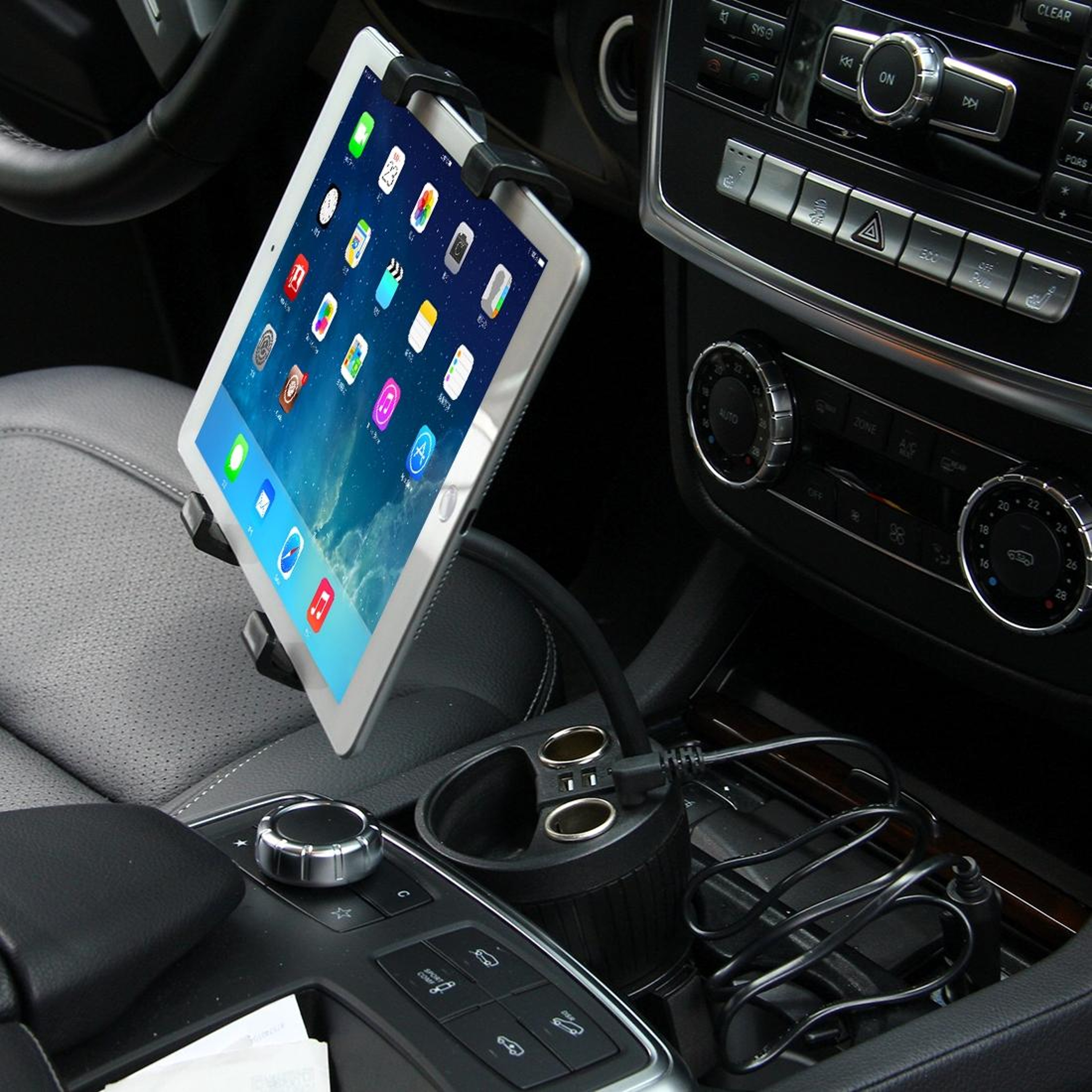 Olesson 2 In 1 Car Cup Holder Charger With Dual USB Phone And Tablet Holder 7