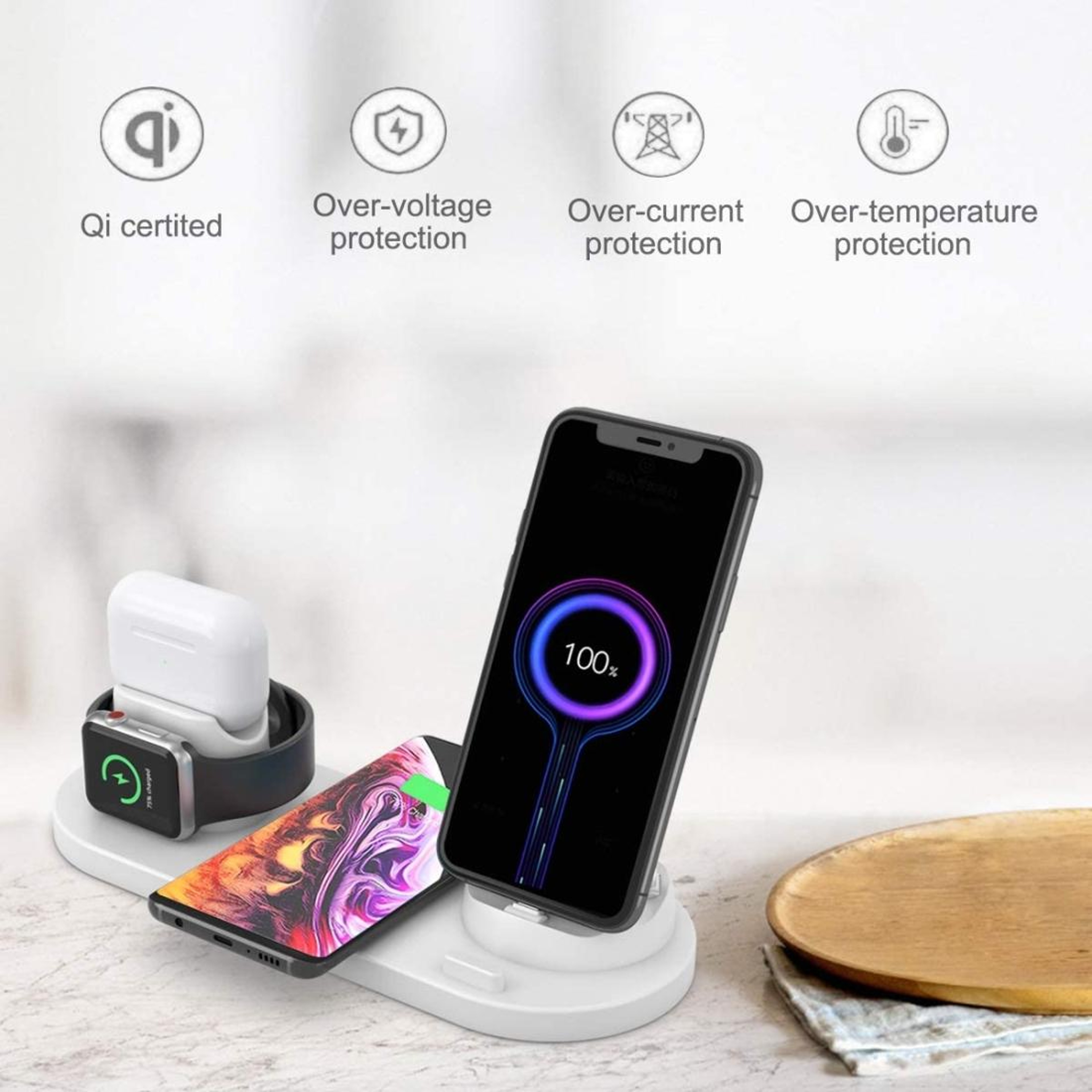 6 in 1 Wireless Charger Station for iPhone Apple Watch AirPods and Android Phones with Rotating Charging Dock – view 7