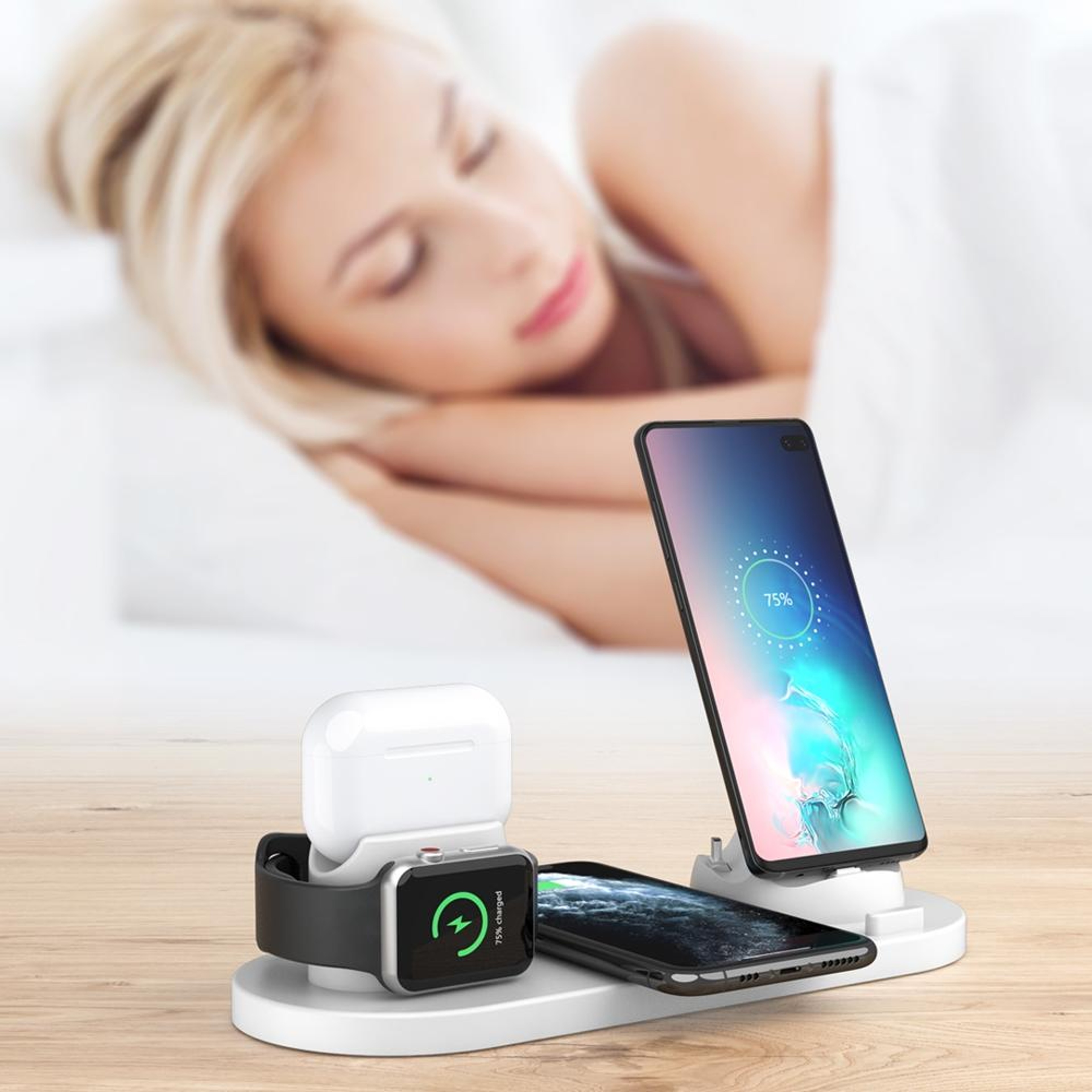 6 in 1 Wireless Charger Station for iPhone Apple Watch AirPods and Android Phones with Rotating Charging Dock – view 9