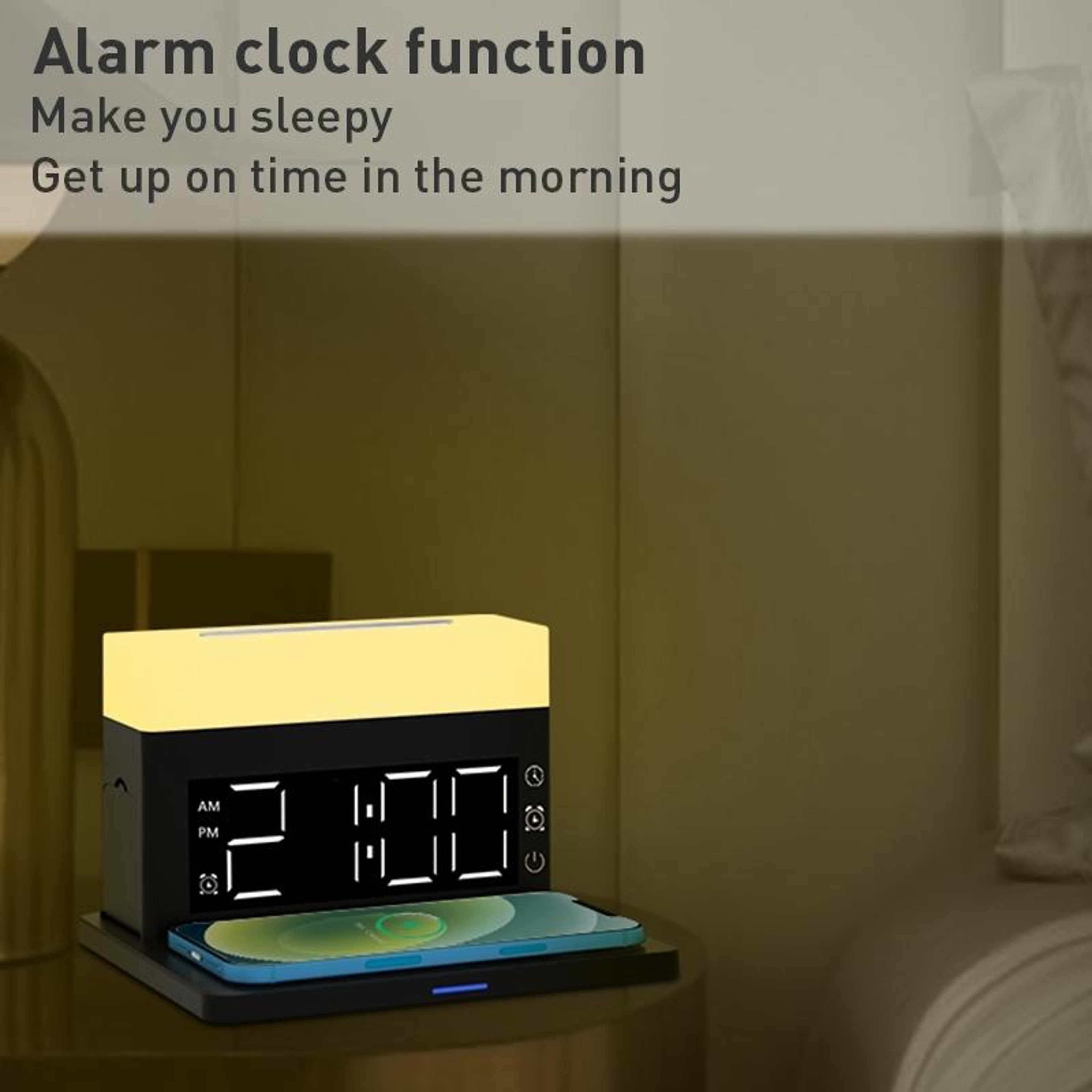 N65 6 in 1 Wireless Charger Fast Wireless Charging Station with Clock Alarm LED Light and USB Port – view 6