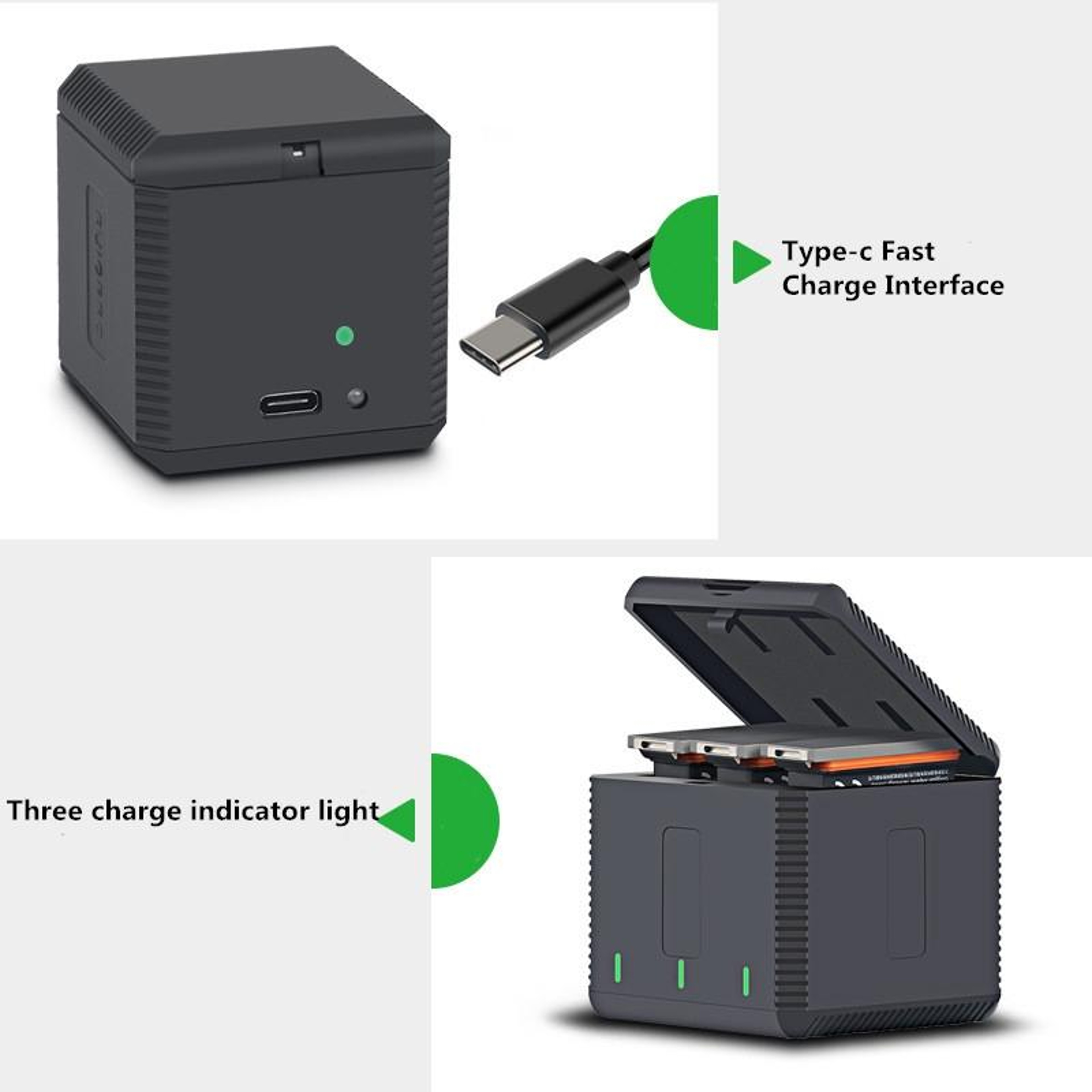 RUIGPRO DJI Osmo Action Charger PD USB C QC 30 Fast Charging Adapter US Plug 7