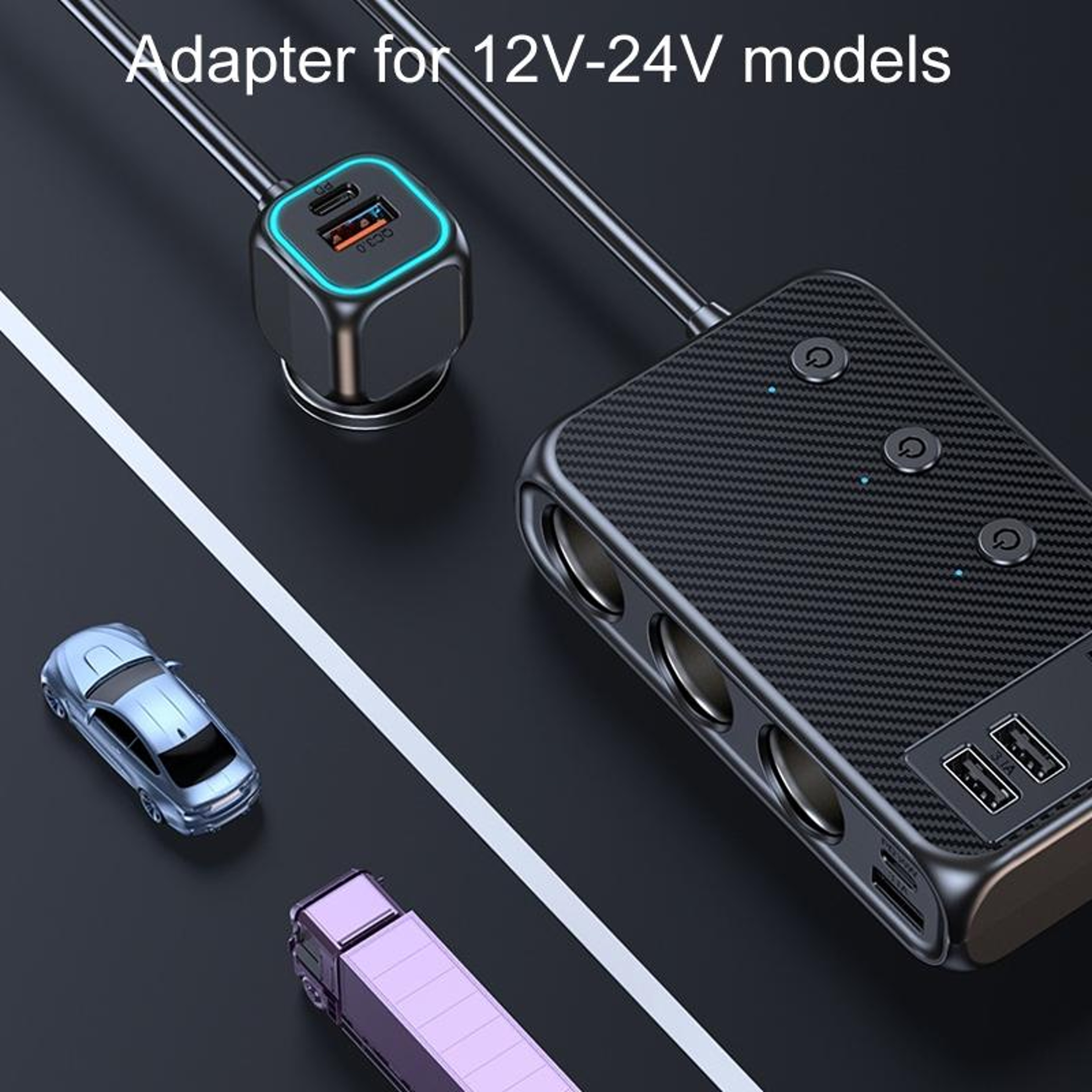 C29 9 In 1 Car Cigarette Lighter Splitter USB C PD Fast Car Charger With Voltage Display 7