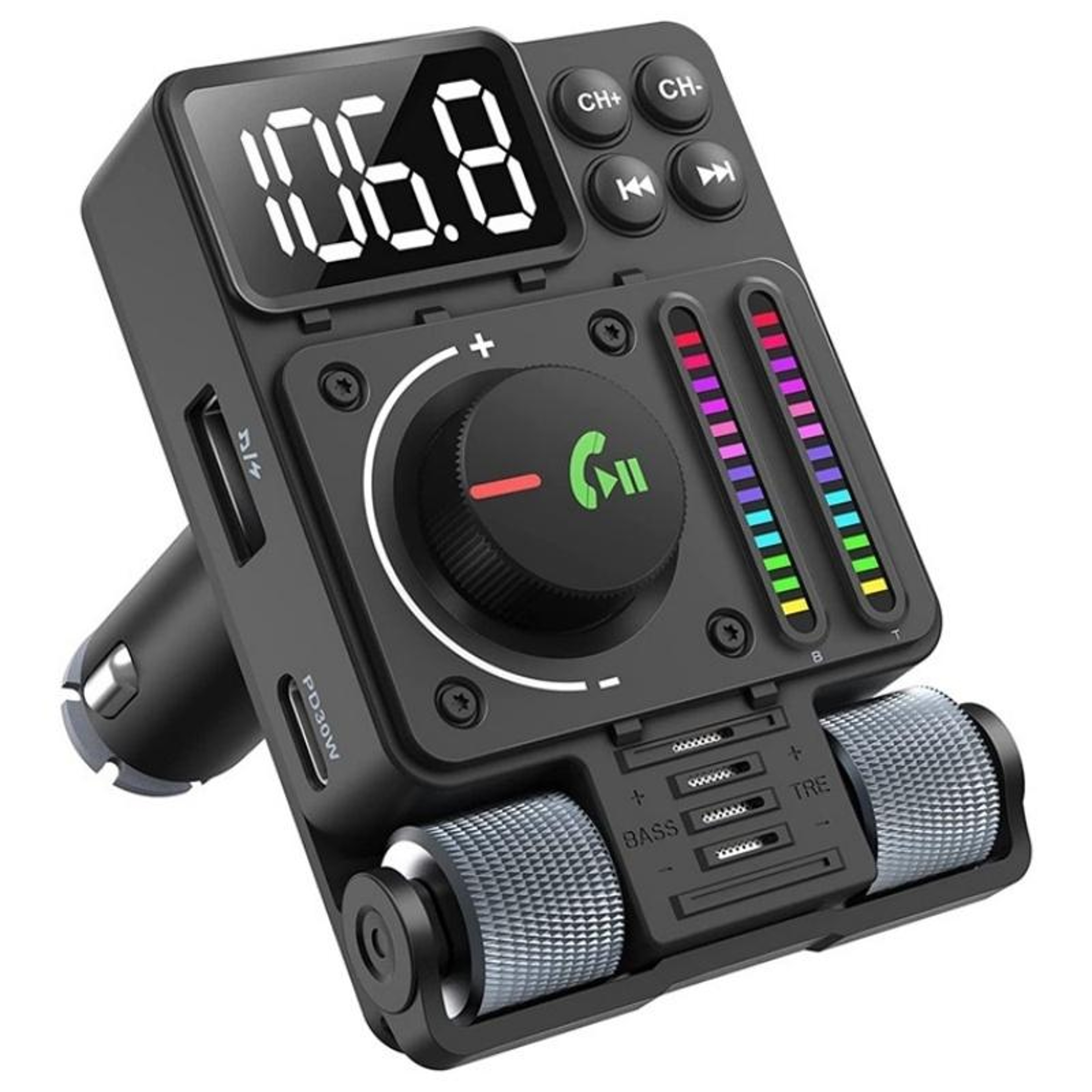 MT01 Bluetooth FM Transmitter With PD 30W Fast Charging Car Bluetooth Adapter Hands Free Car Kit 2