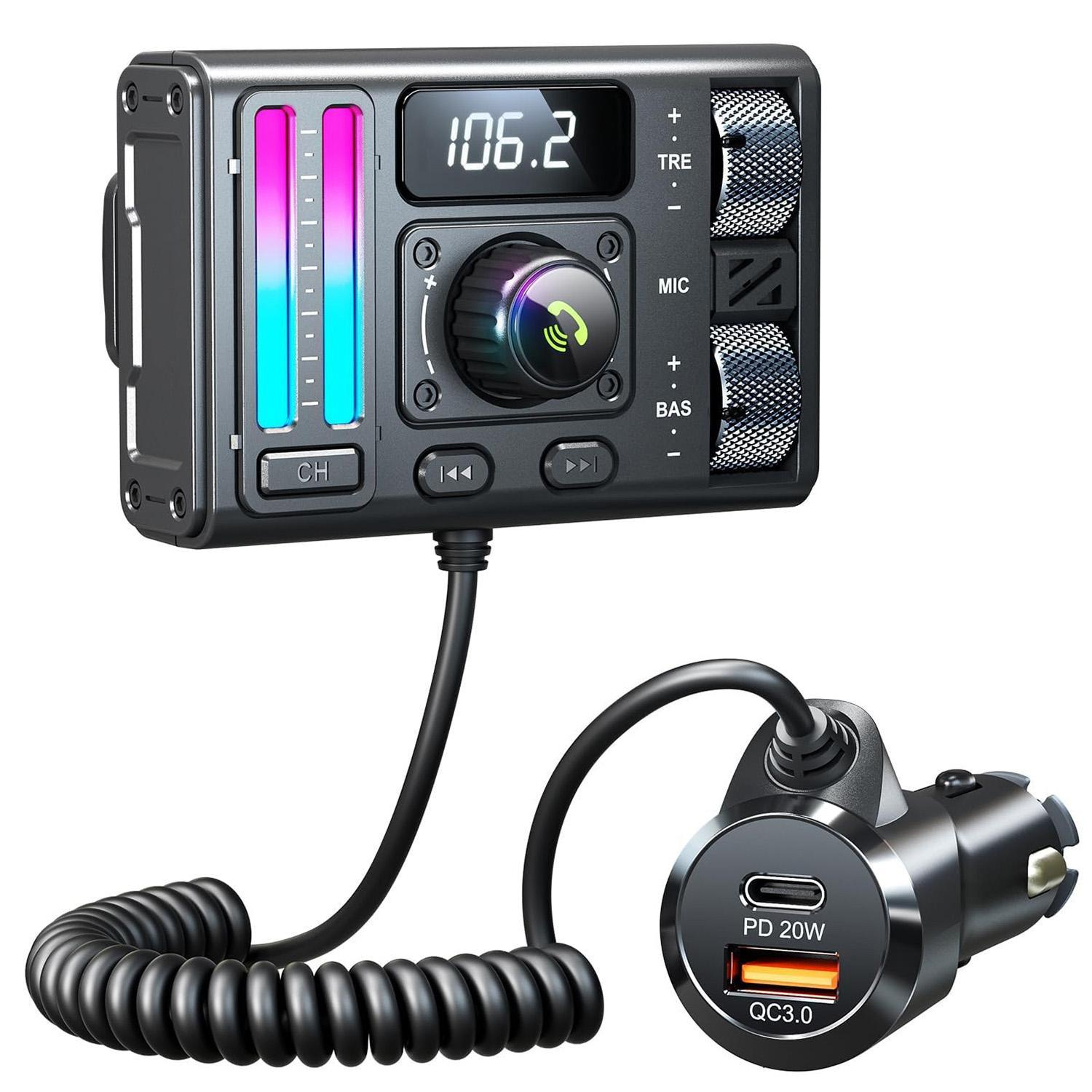 MT02 Bluetooth FM Transmitter Car MP3 Player With PD20W QC30 Fast Charger AUX And Hands Free Callin 2