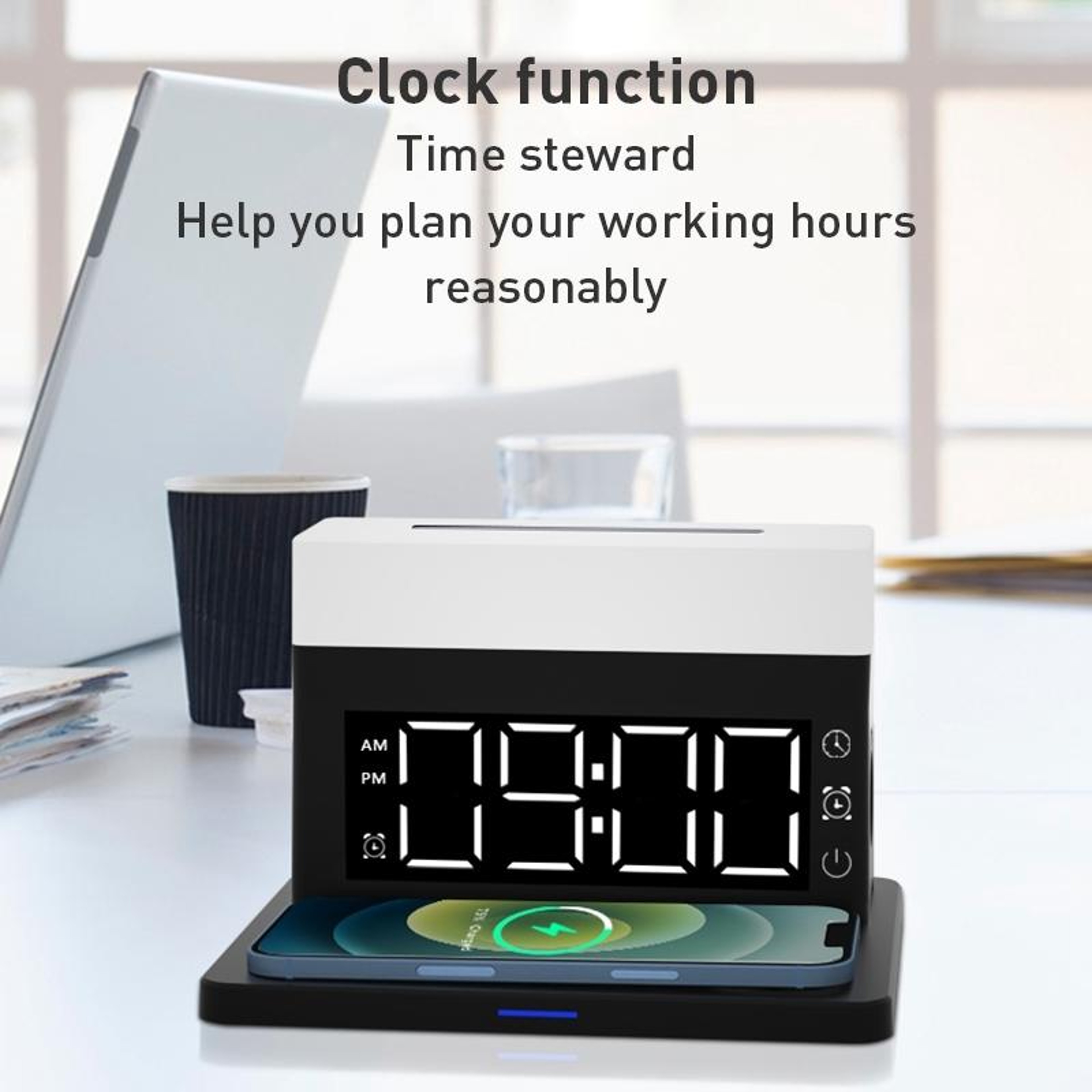 N65 6 in 1 Wireless Charger Fast Wireless Charging Station with Clock Alarm LED Light for Phone Watch Earbuds – view 8