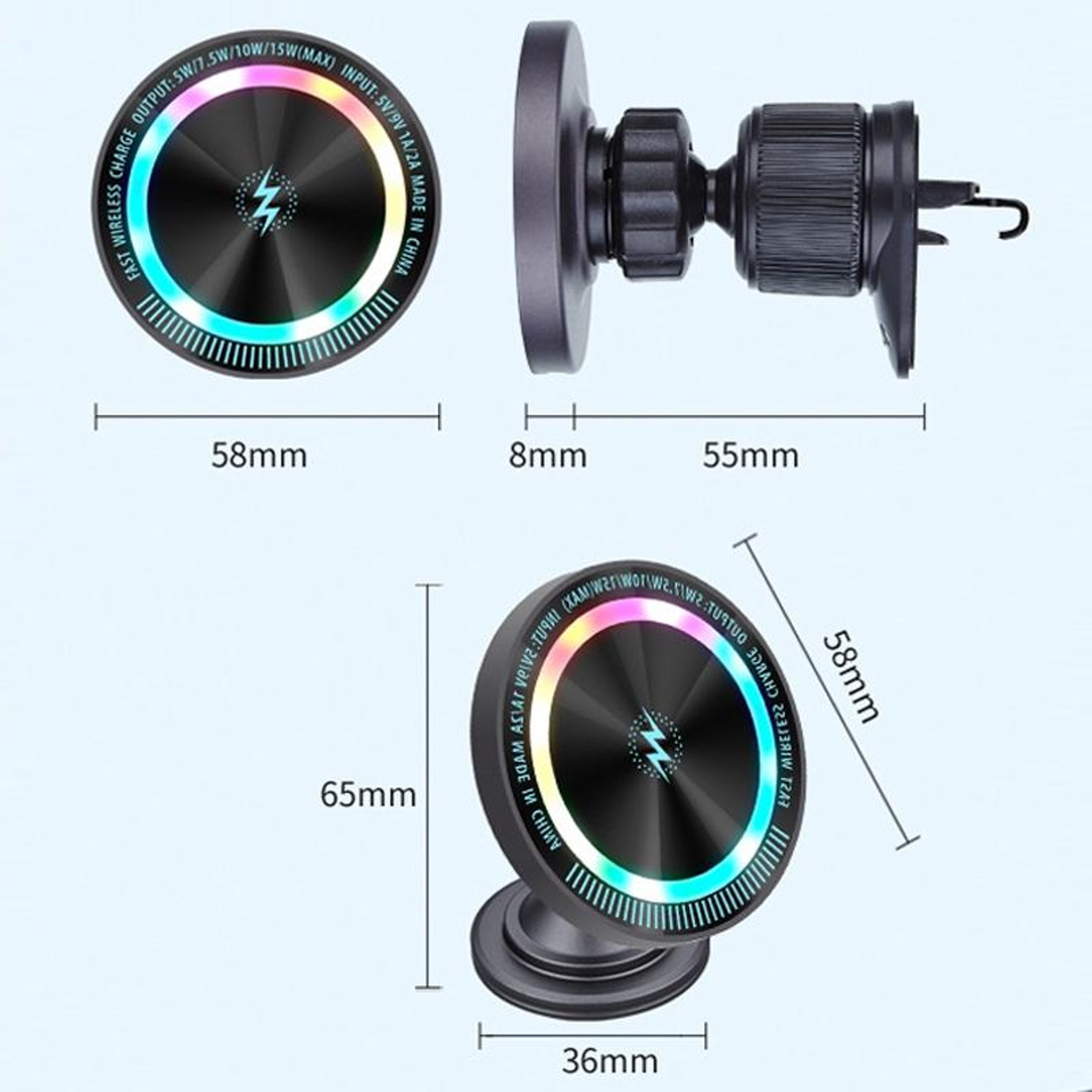 MagSafe Car Charger 15W Magnetic Wireless Charging Mount With 360 Degree Phone Holder For Air Vent 4
