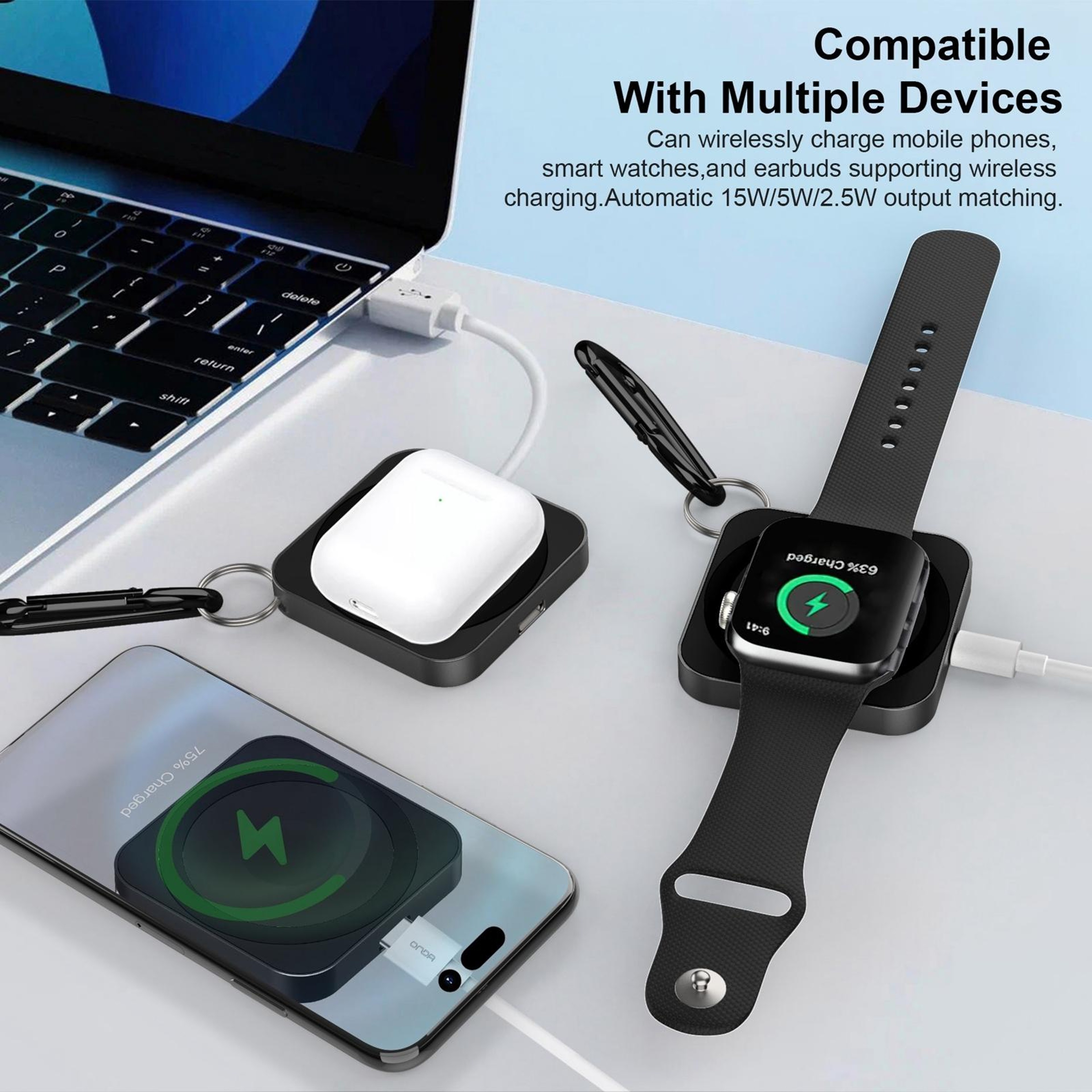 3 In 1 Magnetic Wireless Charger 15W Portable Fast Charging Pad For IPhone Apple Watch AirPods 9