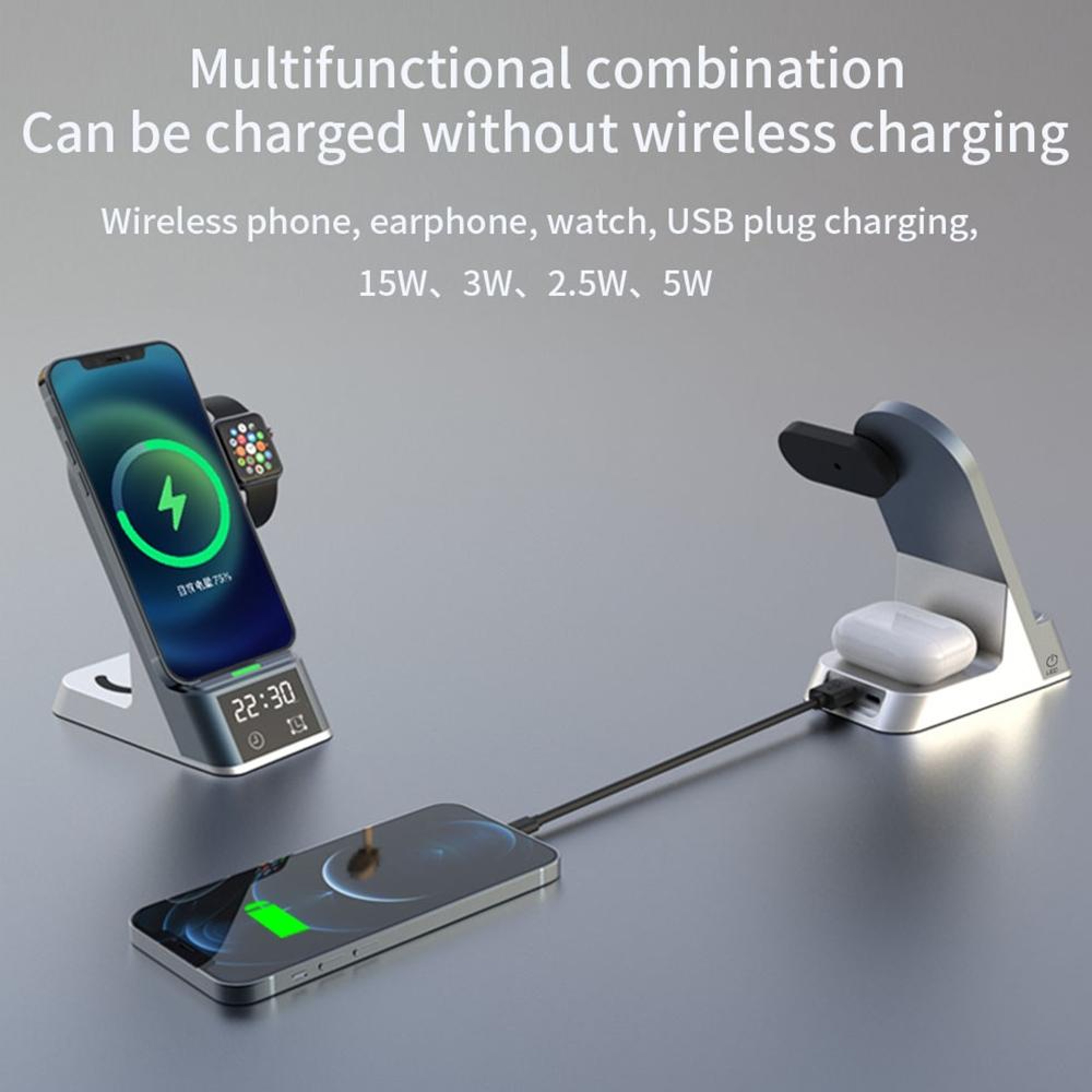 H35 6 In 1 MagSafe Wireless Charger 15W Magnetic Wireless Charging Station With Clock And Alarm 4