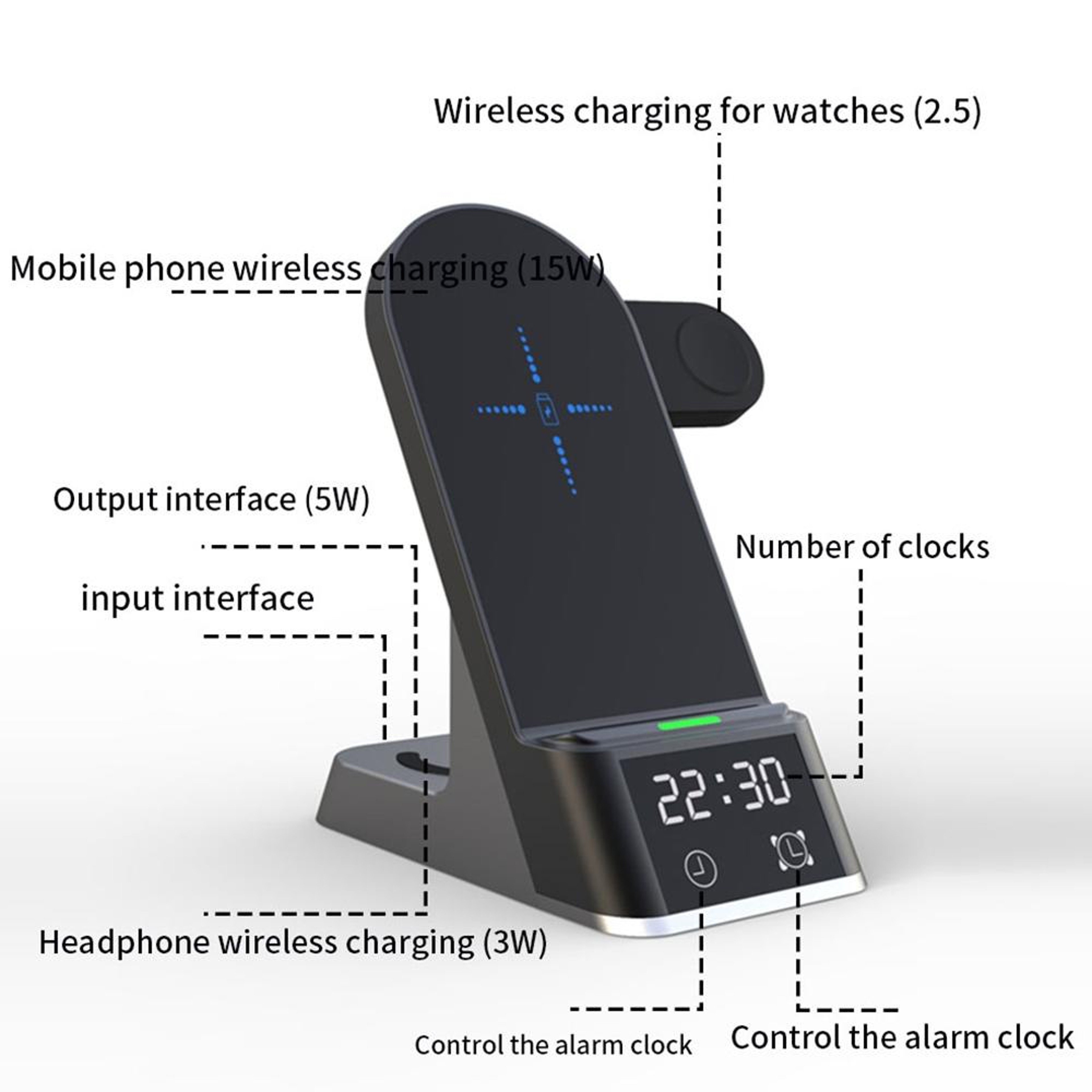 H35 6 In 1 MagSafe Wireless Charger 15W Magnetic Wireless Charging Station With Clock And Alarm 6