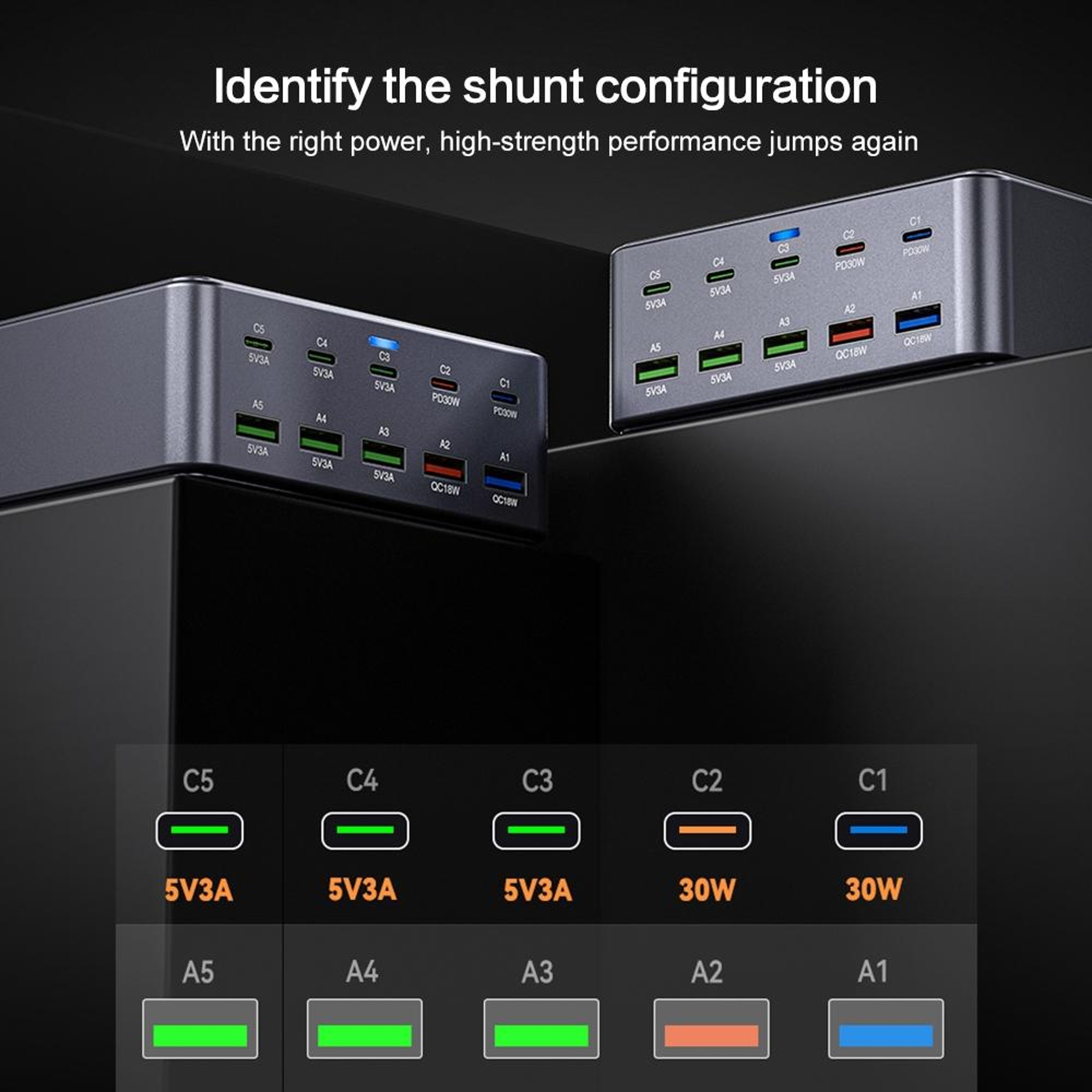 HW33 100W USB C Charger 10 Port Desktop Charging Station Fast Charging Hub US Plug 6