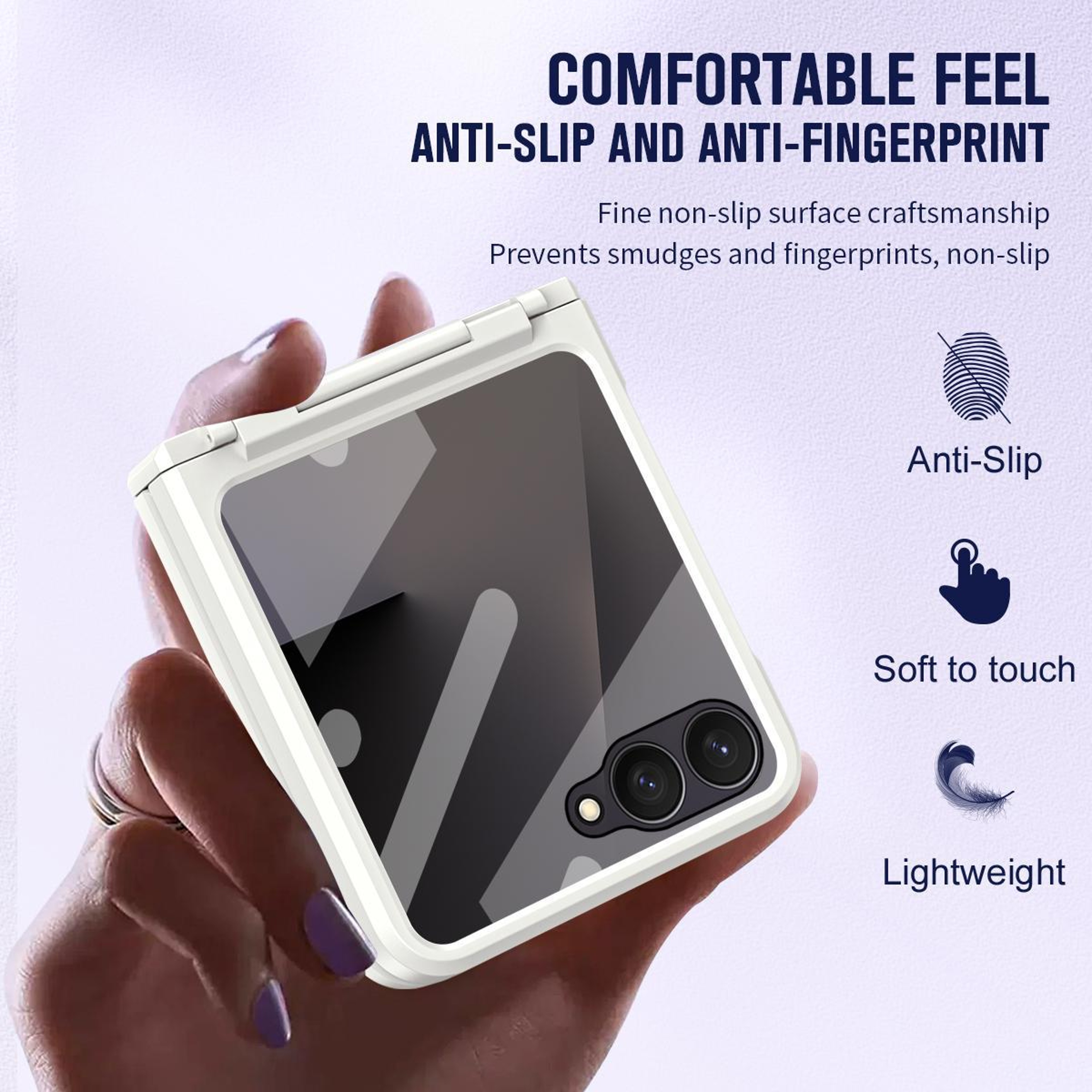 Galaxy Z Flip8 Shockproof Phone Case With Hinge Protection Leather Finish And Tempered Glass Back 4