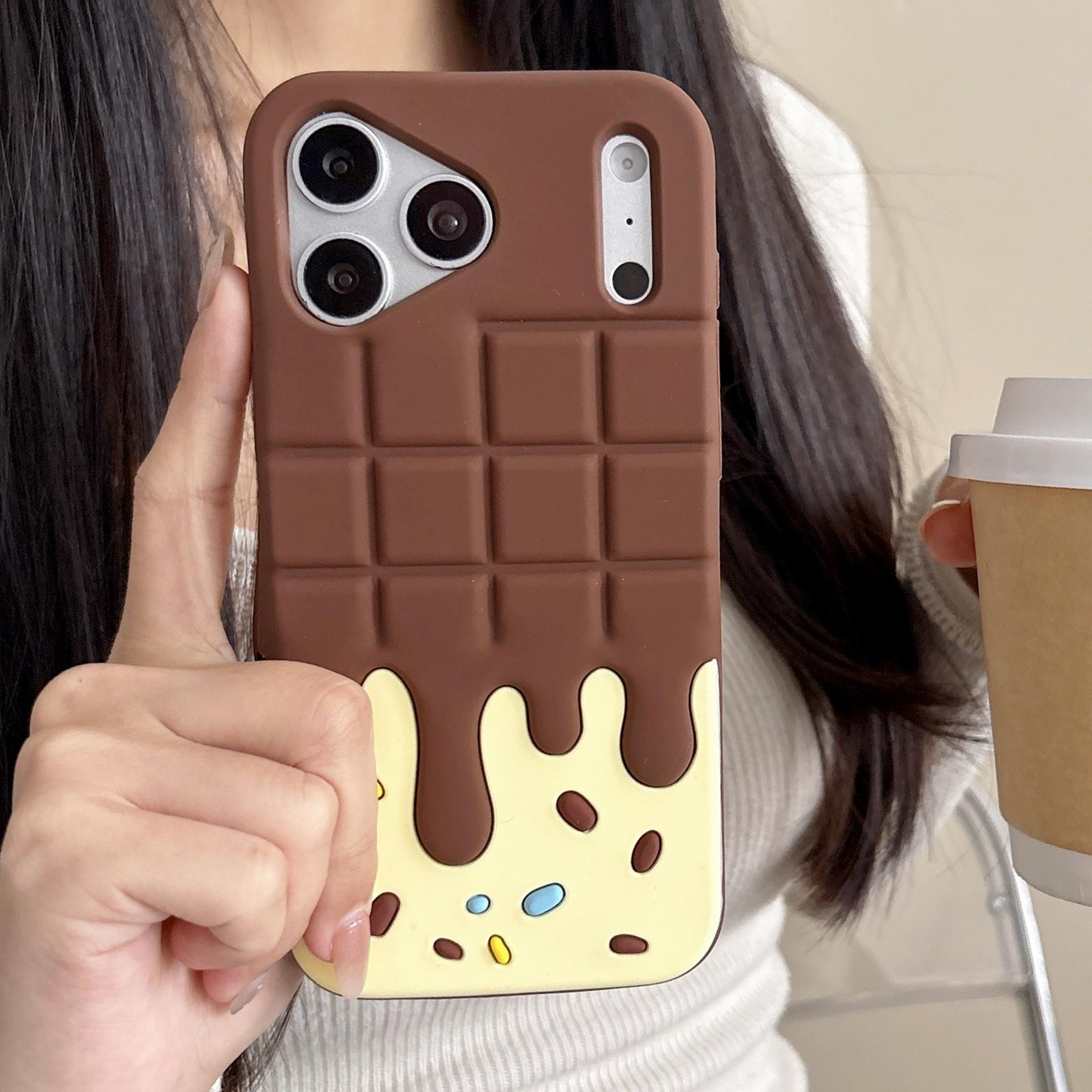 IPhone 16 Pro Case Soft Touch Silicone Phone Case Chocolate Candy Protective Cover 2