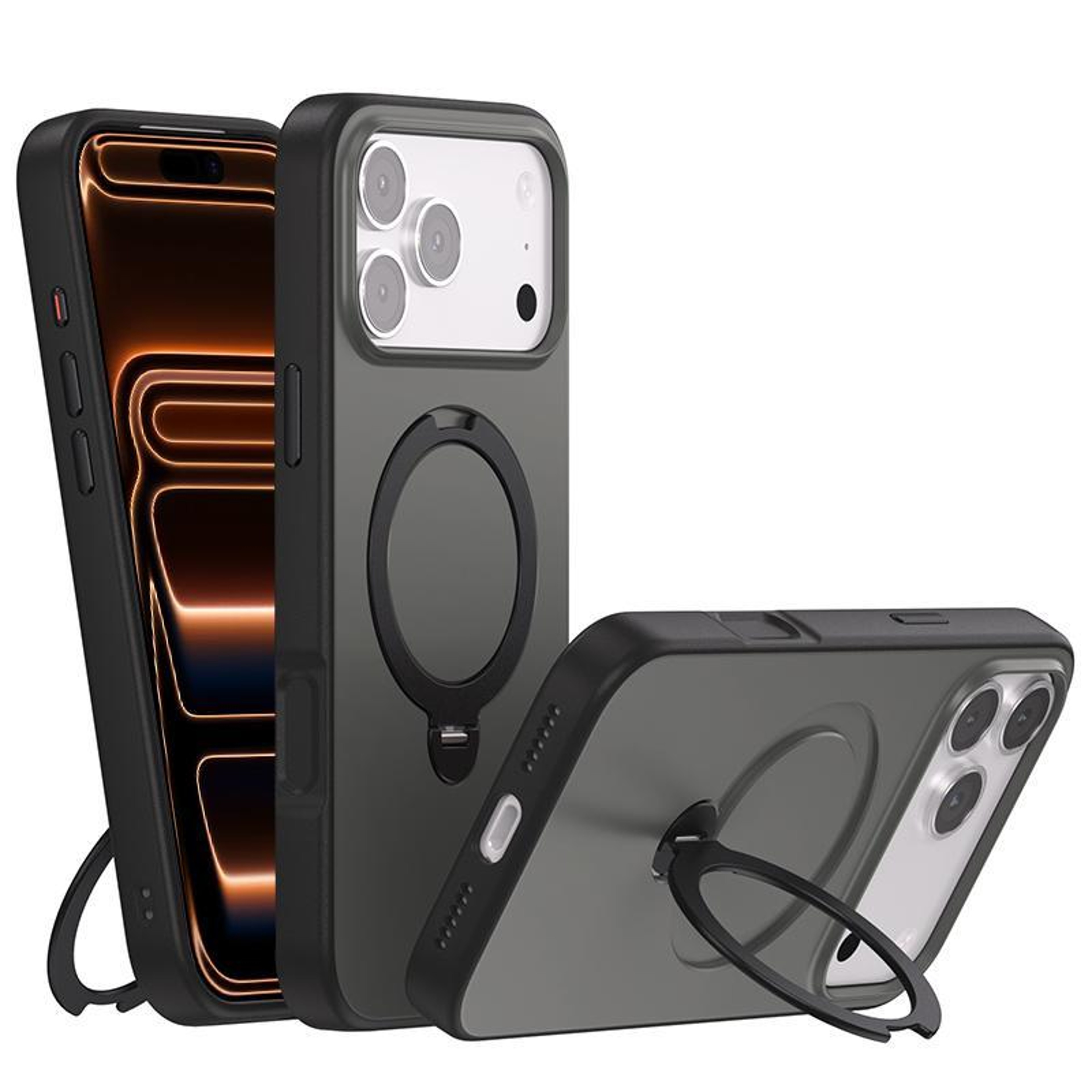 MagSafe IPhone 17 Pro Case With 360 Rotating Ring Kickstand Protective Magnetic Cover 8