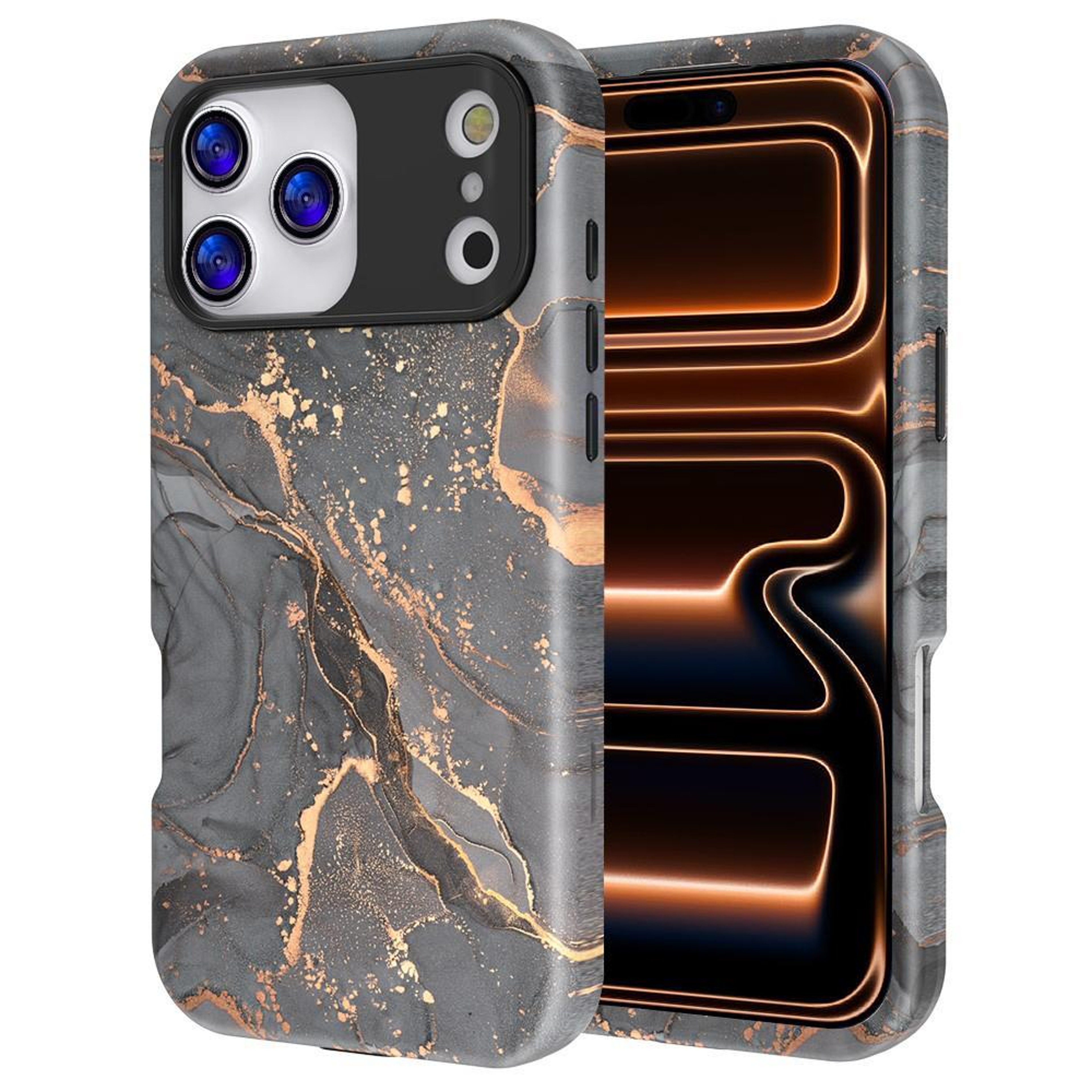 Luxury IPhone 17 Pro Case Marble Pattern Shockproof PC TPU Protective Cover 11