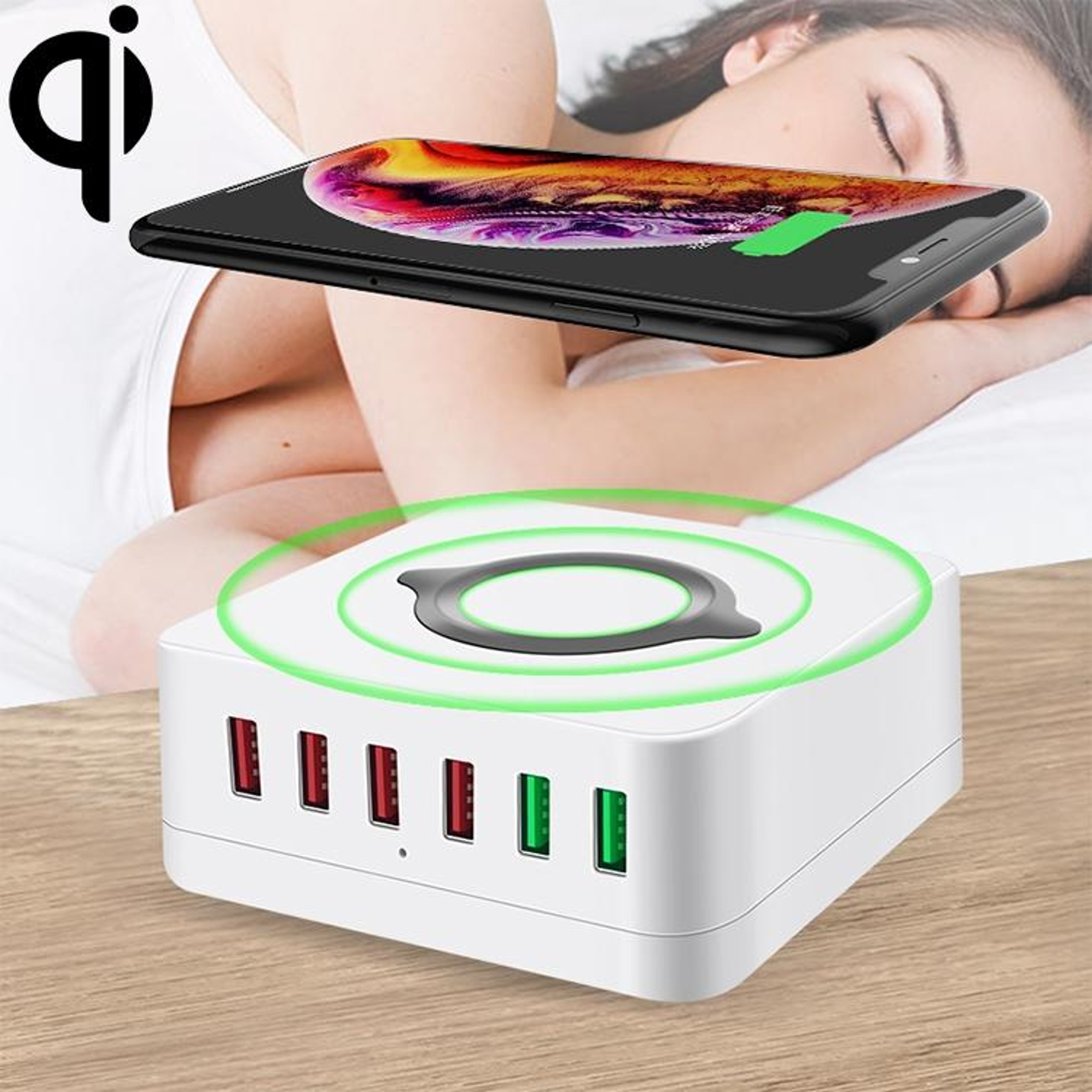 7 In 1 Wireless Charging Station with 6 USB Ports Qi Multi Device Charger MagSafe Compatible – view 1