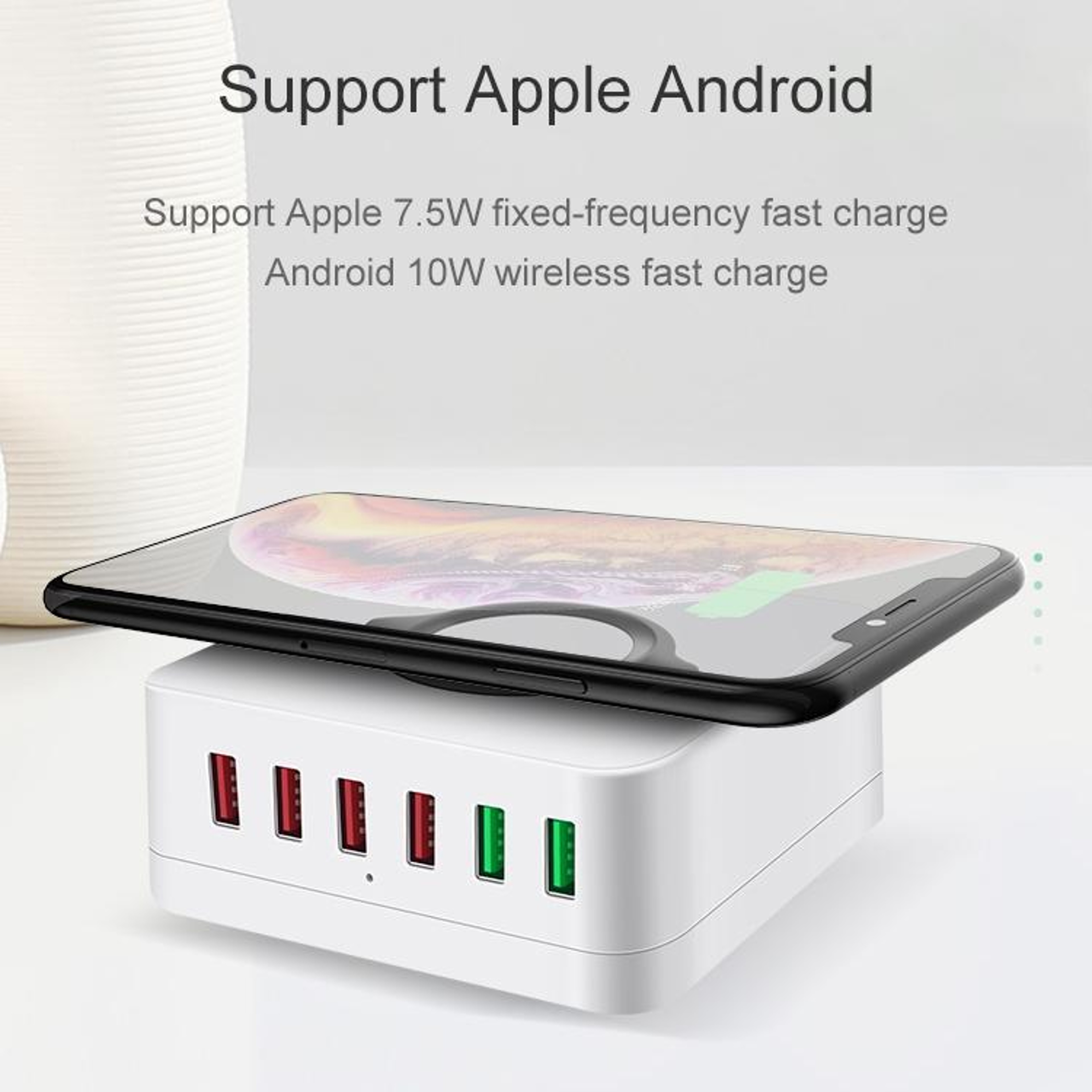 7 In 1 Wireless Charging Station with 6 USB Ports Qi Multi Device Charger MagSafe Compatible – view 3
