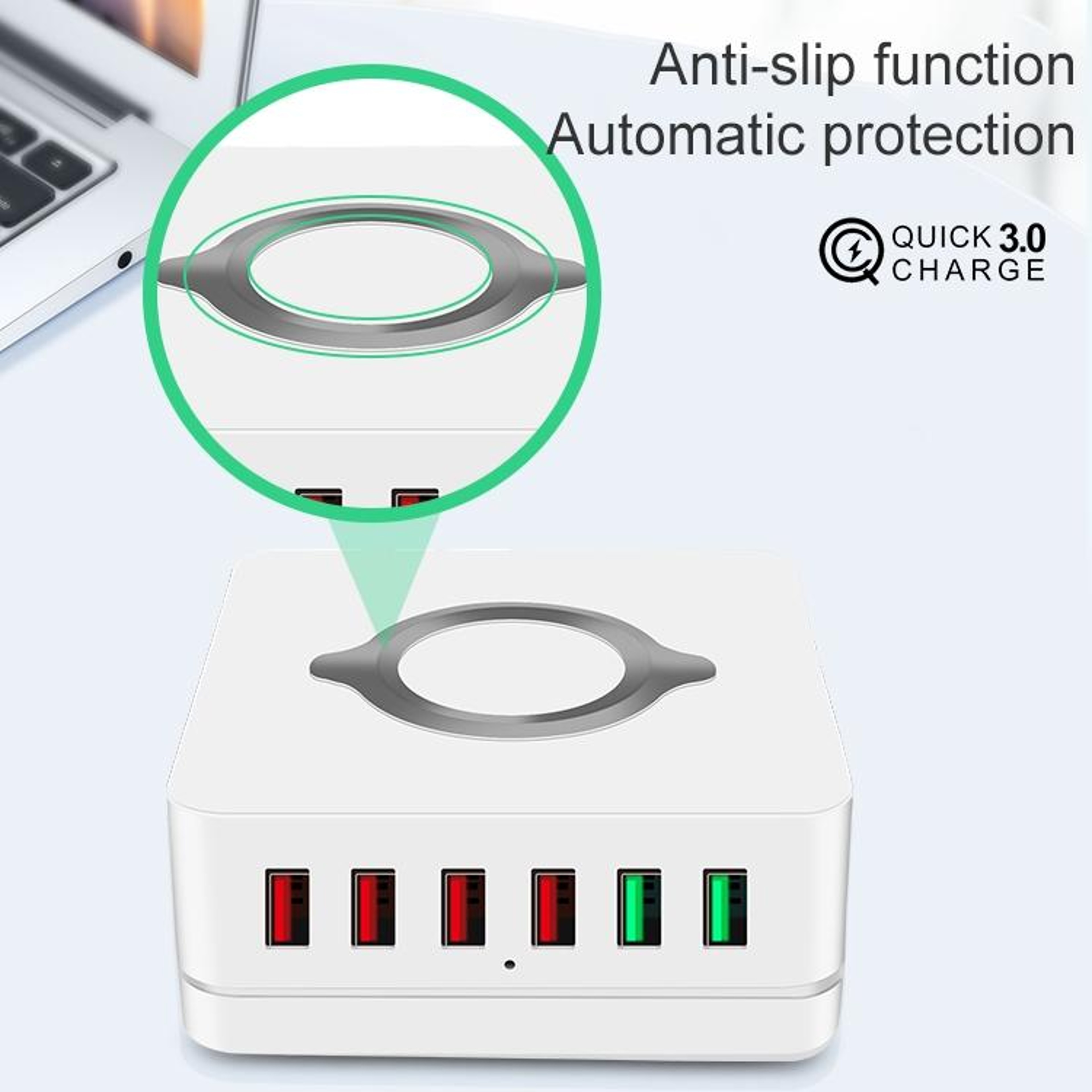 7 In 1 Wireless Charging Station with 6 USB Ports Qi Multi Device Charger MagSafe Compatible – view 6