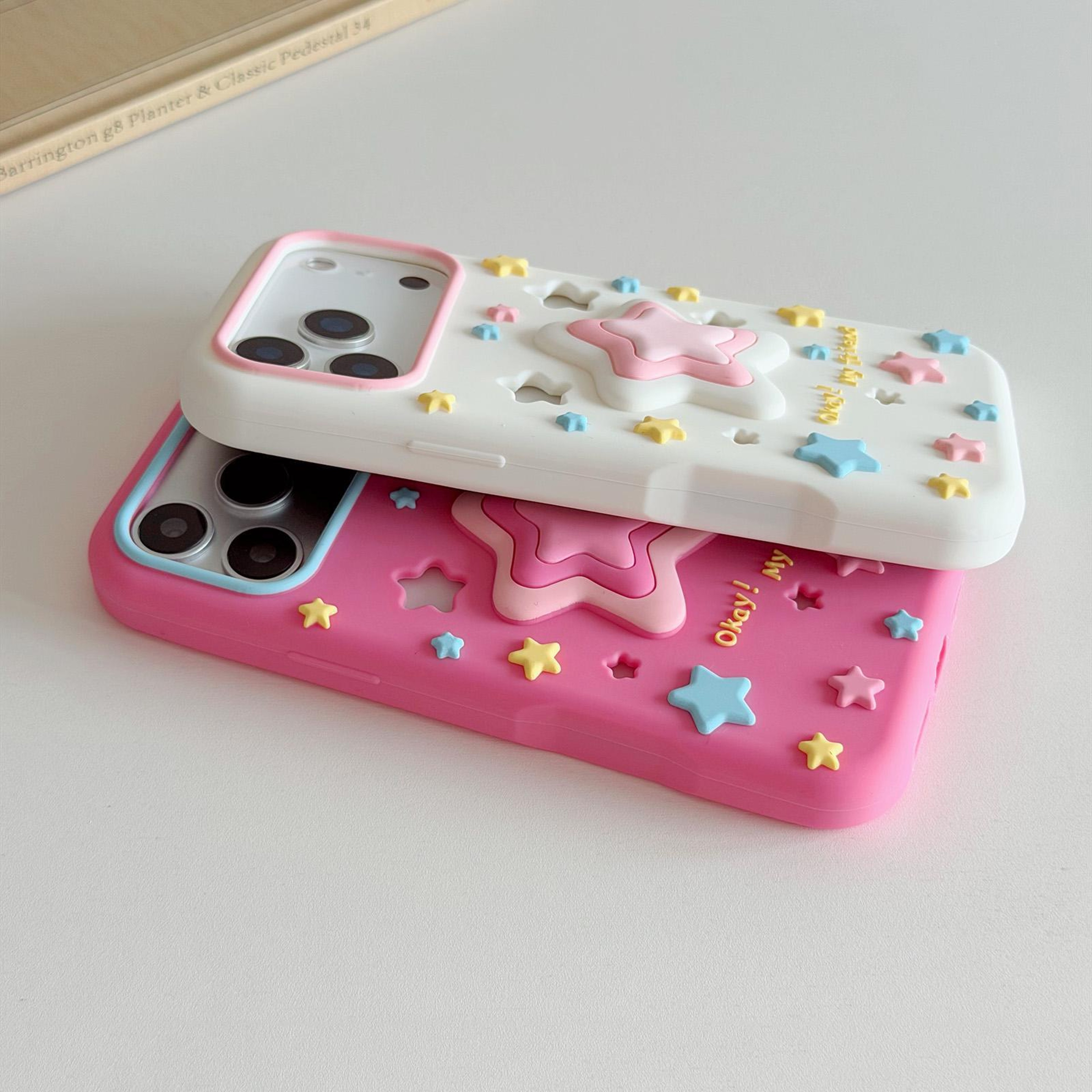 IPhone 15 Pro Silicone Case With Lanyard Cute Star Protective Shockproof Cover 4
