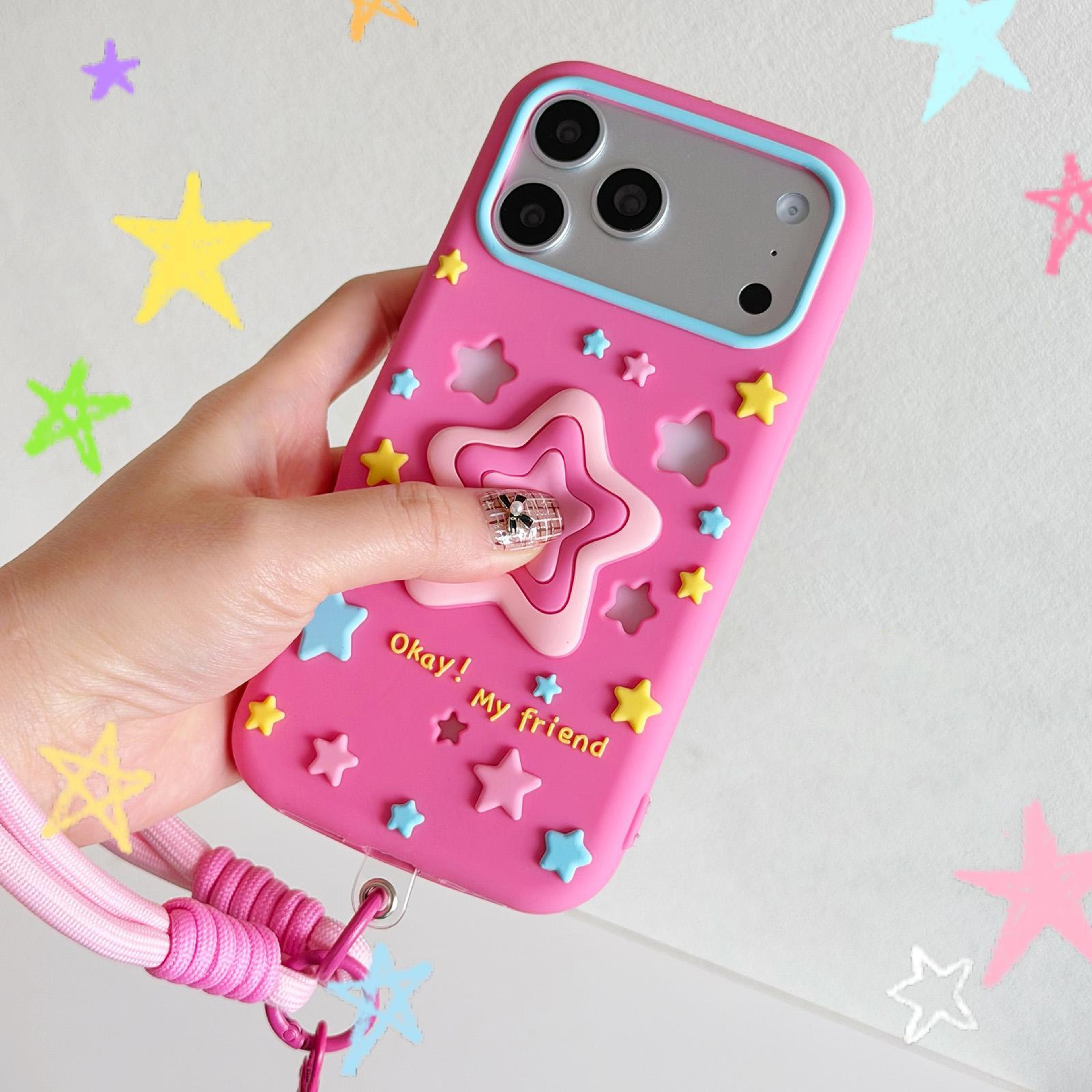 IPhone 17 Pro And Pro Max Silicone Phone Case With Lanyard Cute Star Protective Cover 2
