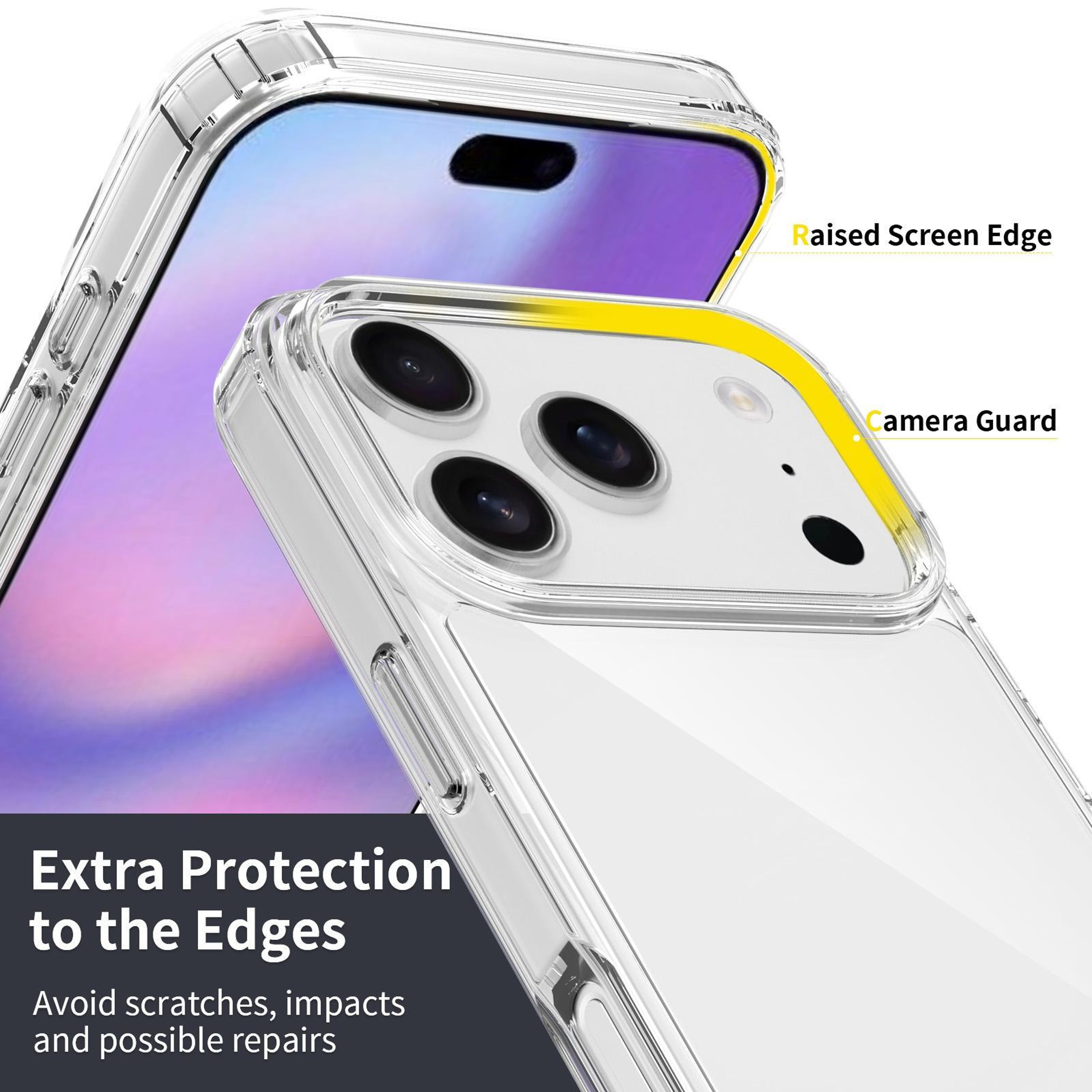 CrystalShield IPhone 17 Pro Case Scratchproof Clear TPU Phone Case With Acrylic Back 4