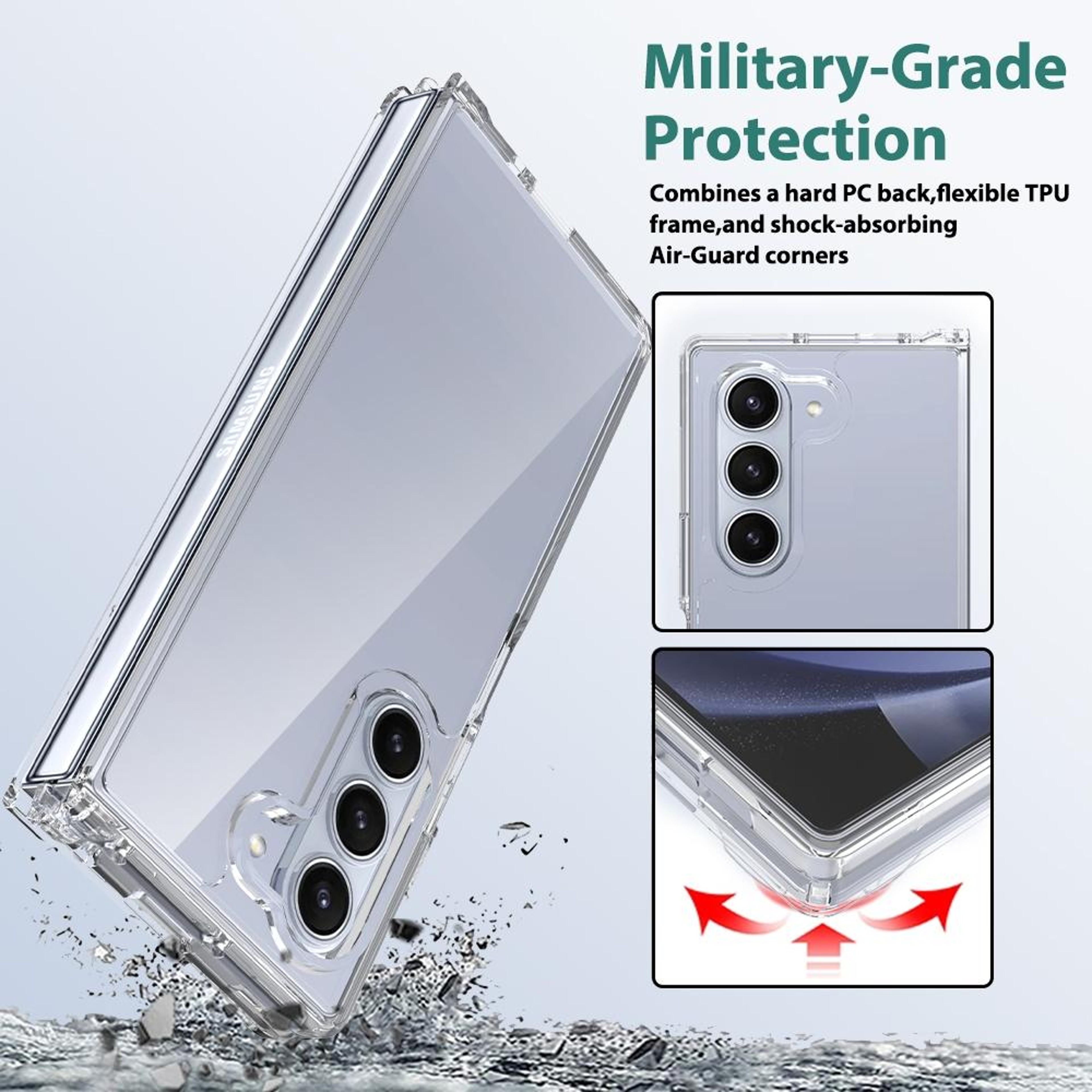 Samsung Galaxy Z Fold6 Clear Phone Case Scratchproof Transparent TPU Case with Acrylic Back – view 5