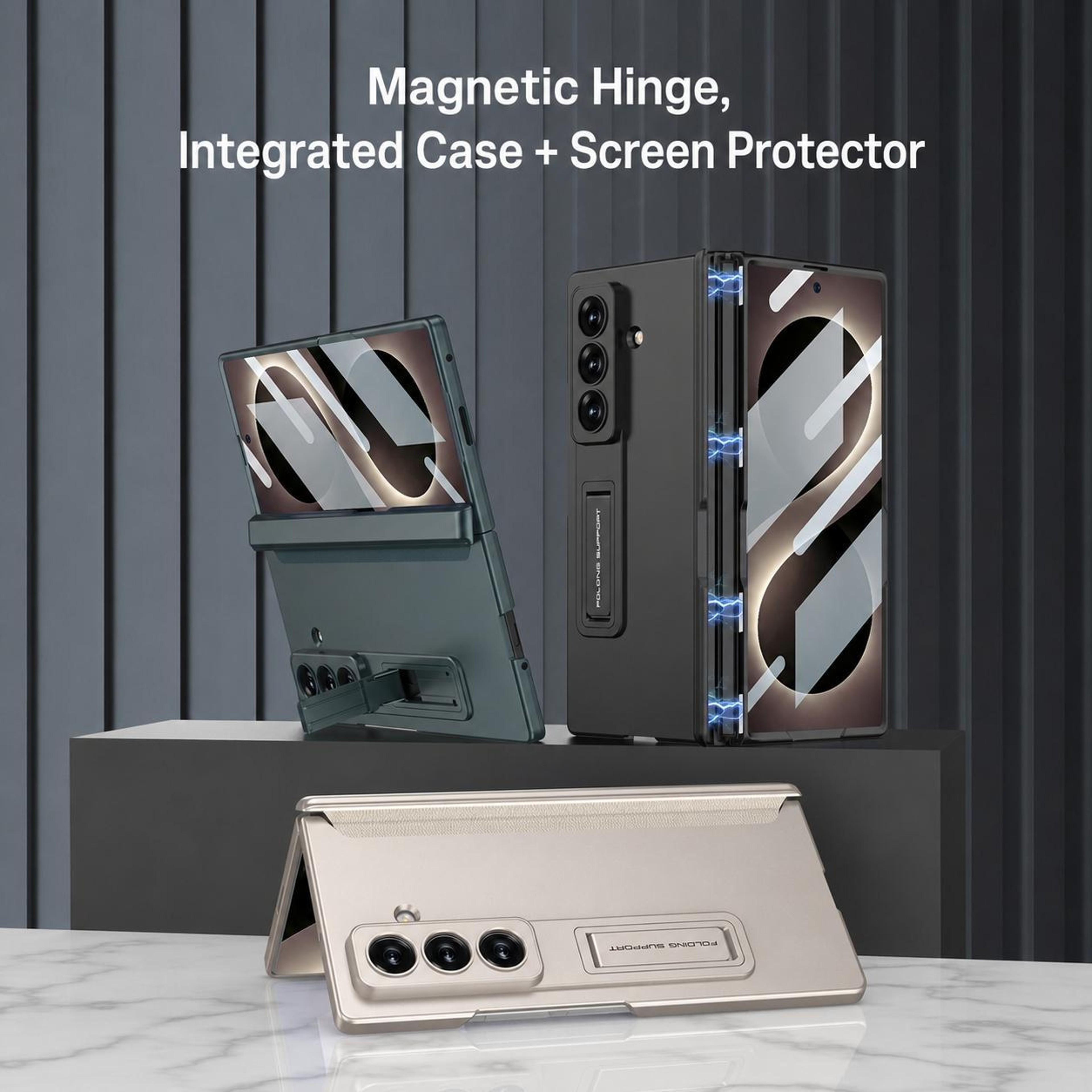 GKK Galaxy Z Fold8 Ultra Case Magnetic Full Cover Protective Leather PC Phone Case Titanium Gray 1