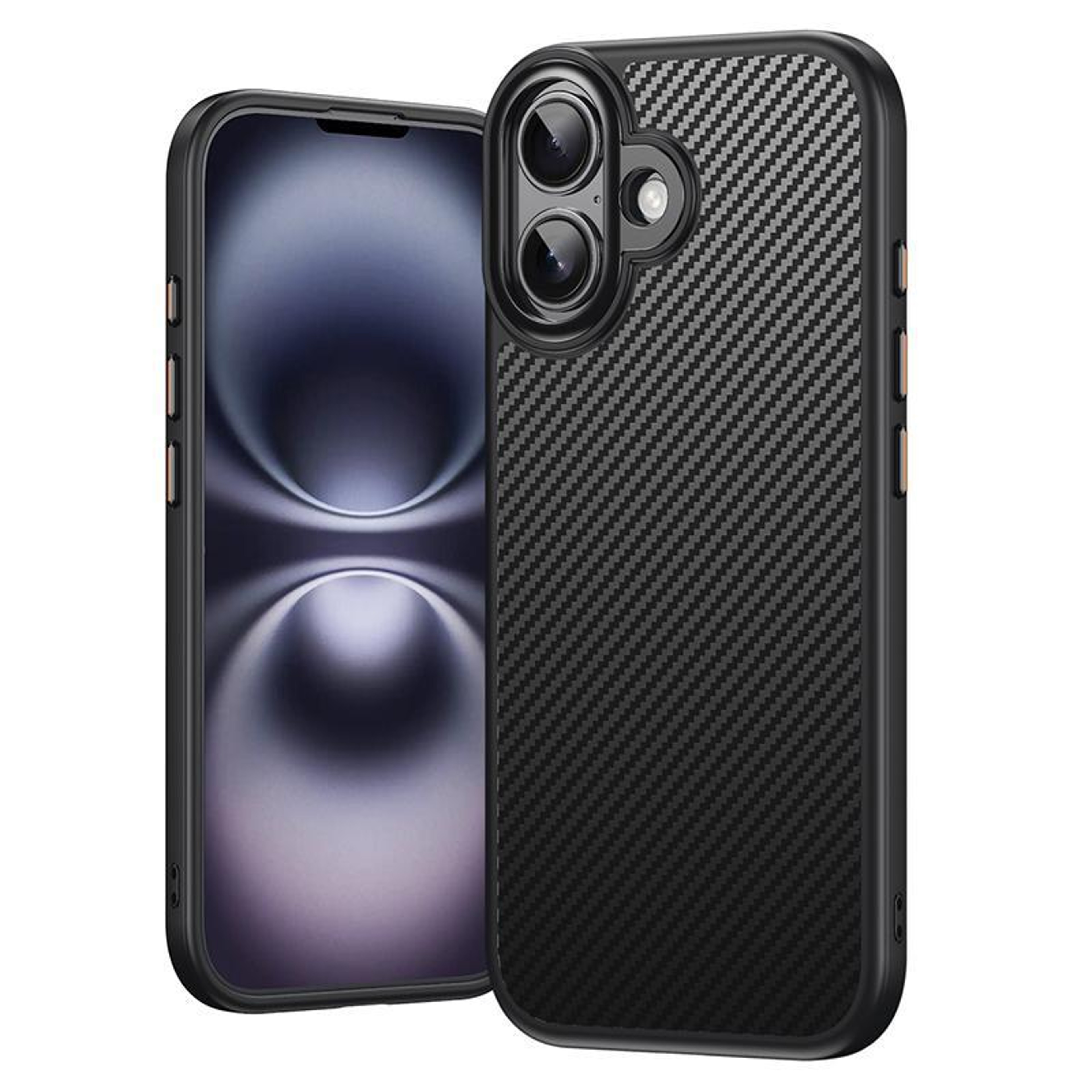 Magnetic iPhone 17 Case with Kevlar Fiber Texture Shockproof Protective Cover Black – view 1