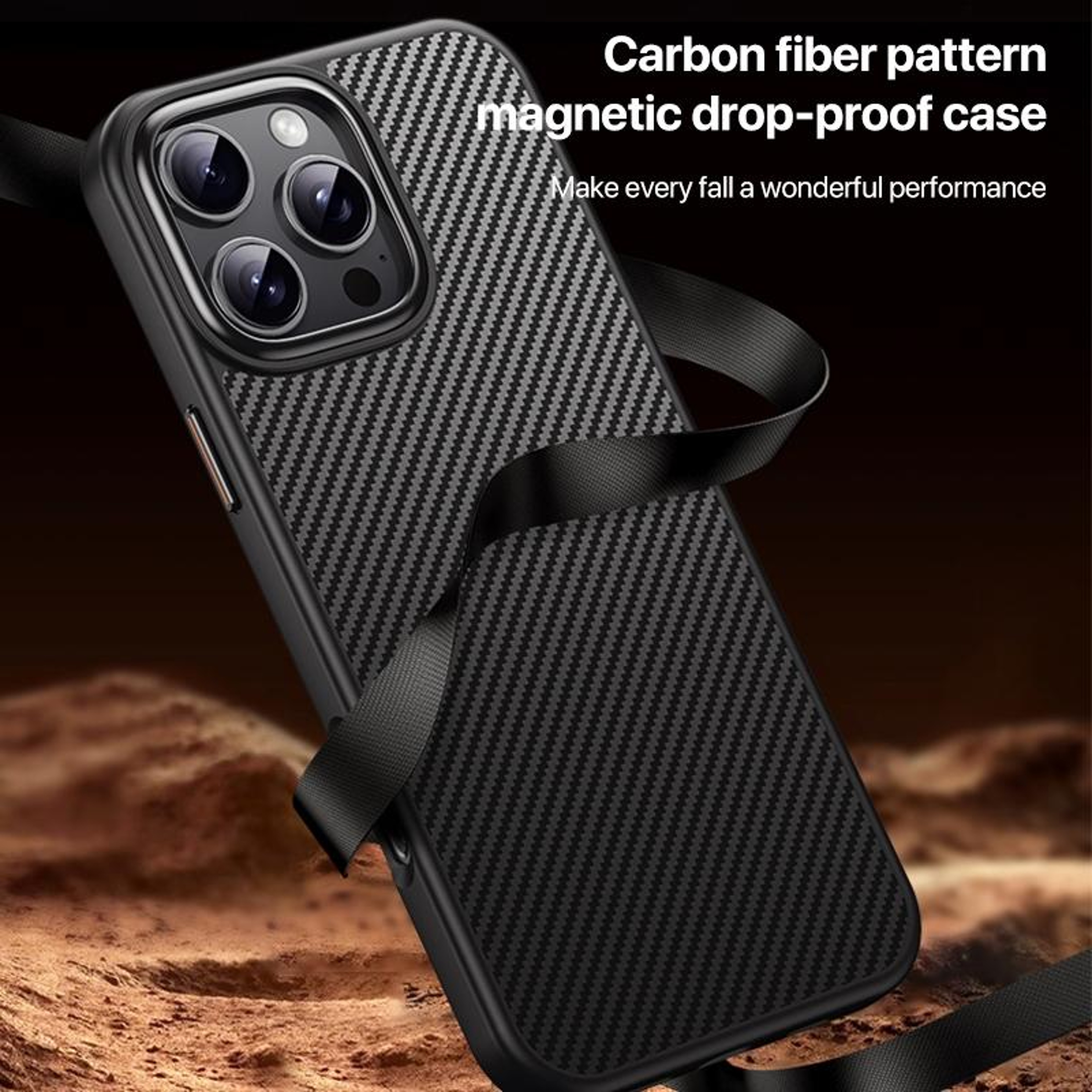 Magnetic Shockproof iPhone 16 Pro Max Case with Kevlar Fiber Texture – view 8
