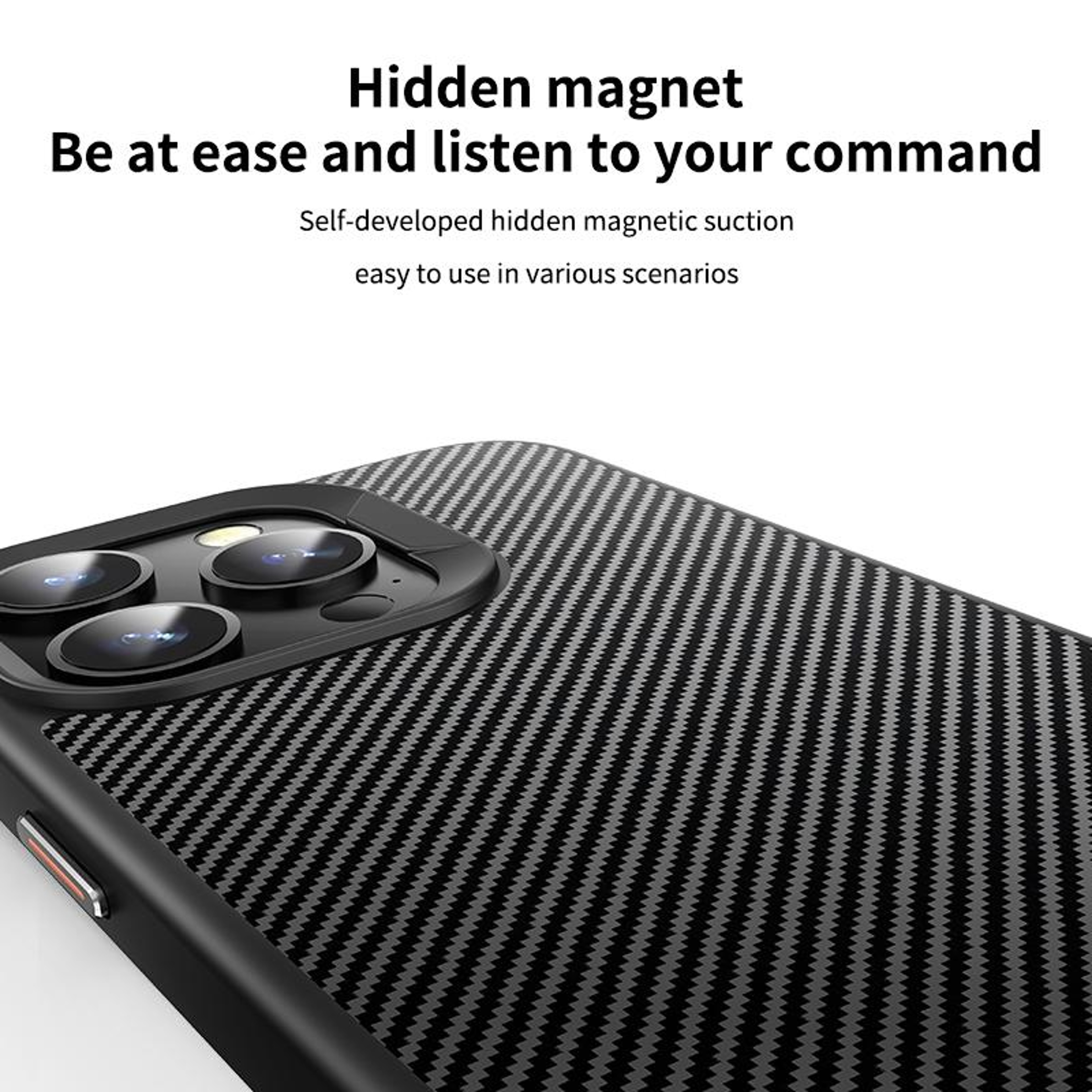 Magnetic iPhone 15 Pro Max Case with Kevlar Texture Shockproof Protective Cover Black – view 4