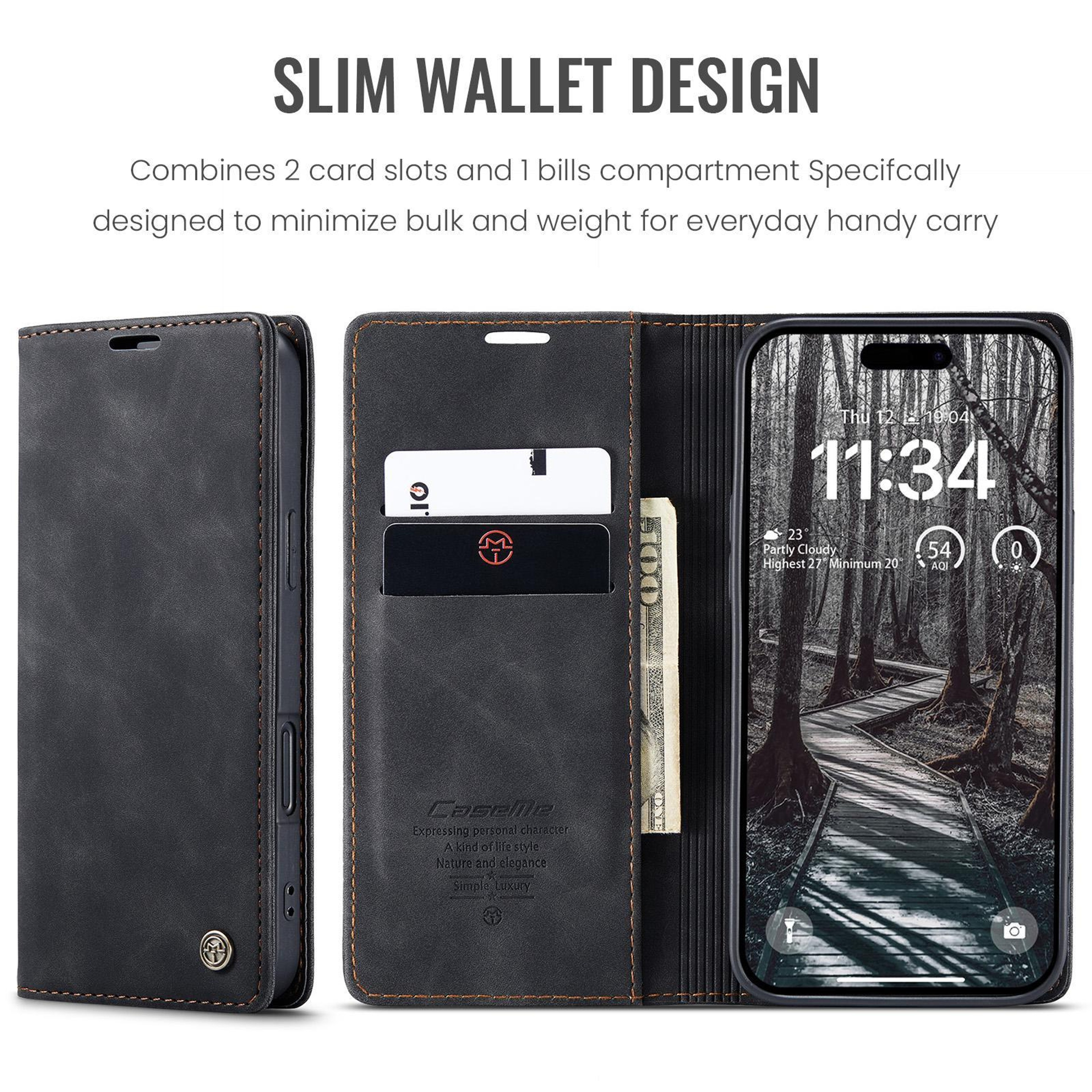 CaseMe IPhone 17 Pro Max Wallet Case Premium Leather Phone Case With Card Holder Kickstand 1