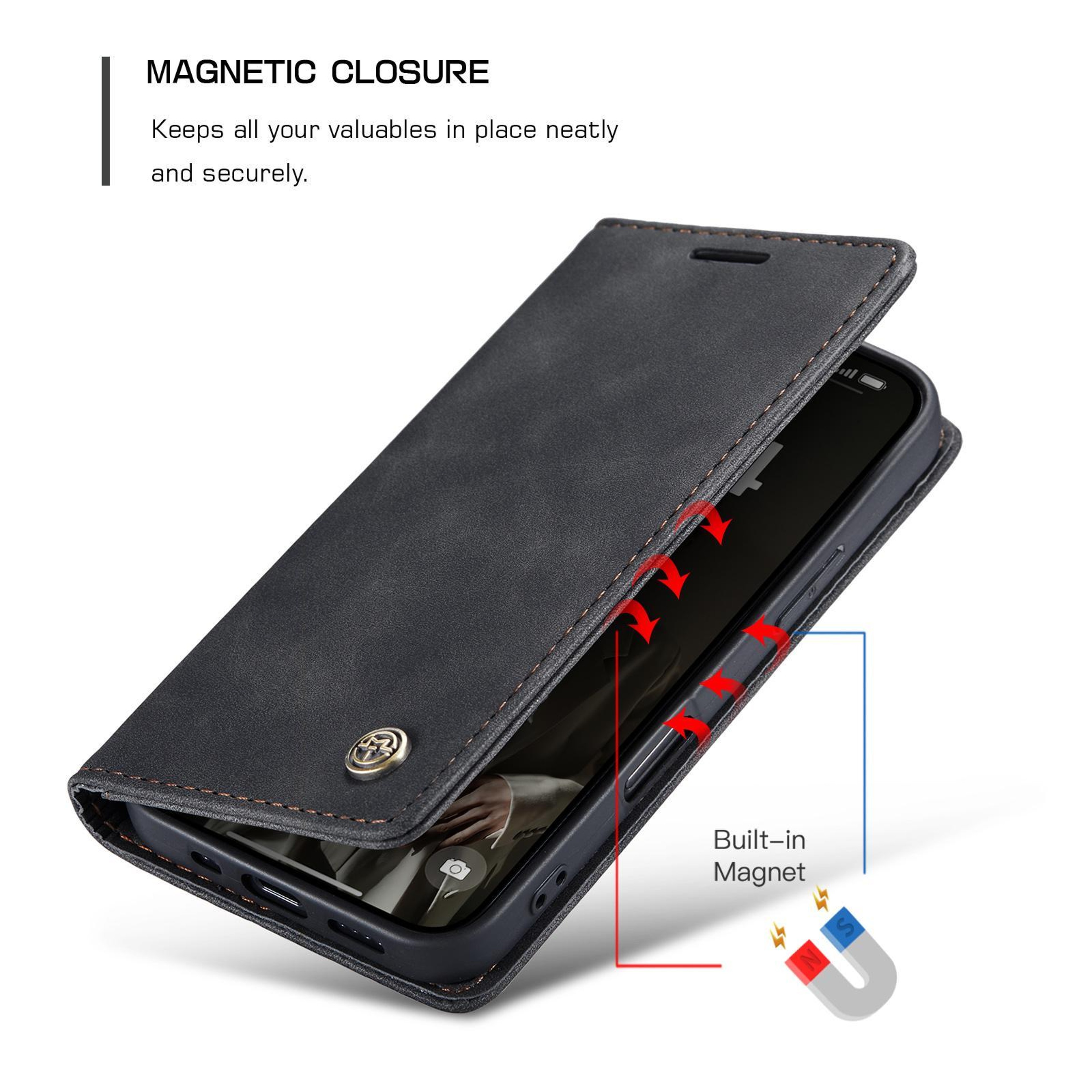 CaseMe IPhone 17 Leather Wallet Case With Stand Flip Phone Case Card Holder Cover 8