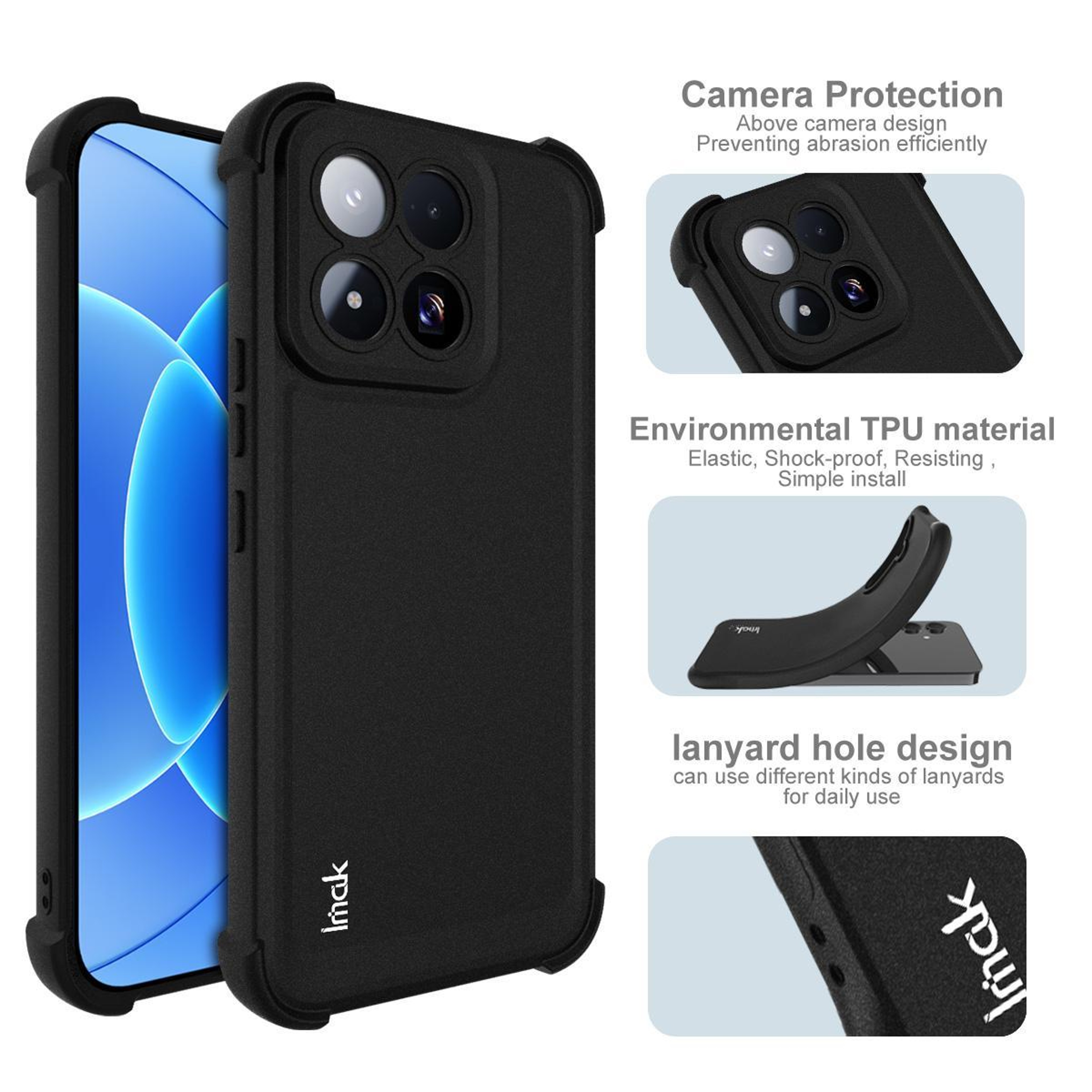 IMAK Shockproof Xiaomi 17 Max 5G Case Matte Black Airbag TPU Phone Cover – view 7
