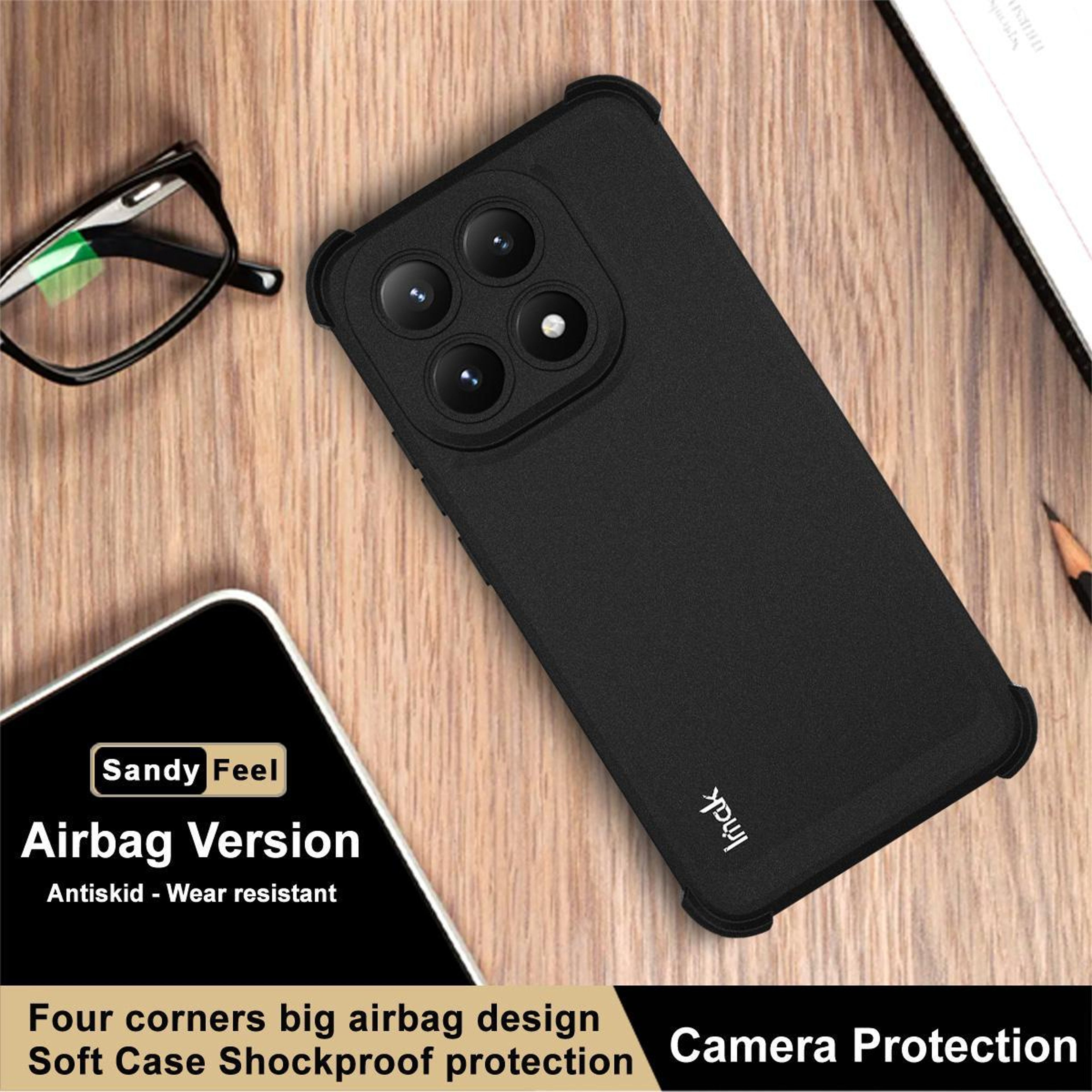 IMAK Shockproof TPU Phone Case for Xiaomi 15T 5G with Airbag Corners Matte Black – view 6