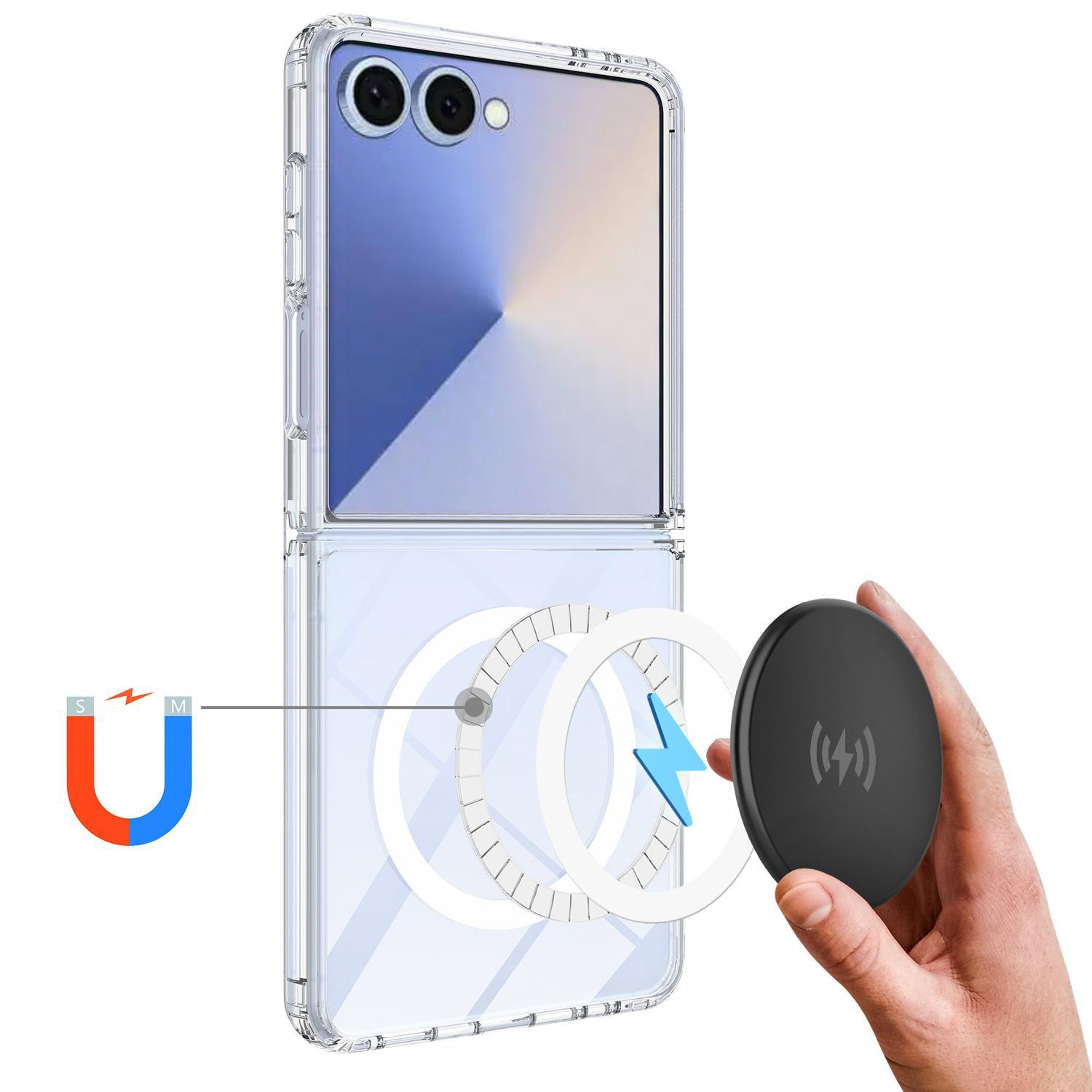 Galaxy Z Flip8 5G MagSafe Phone Case Clear Acrylic Protective Cover with Shockproof Bumper – view 3