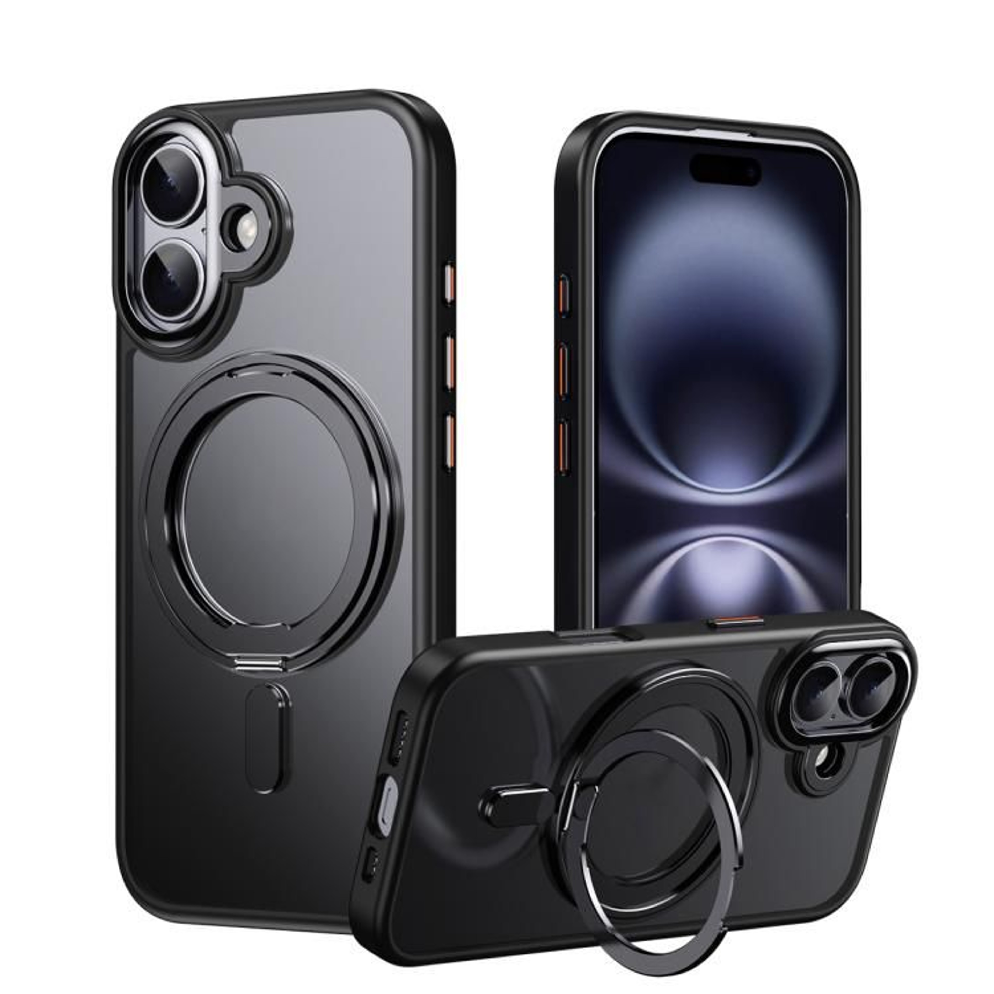 IPhone 17 MagSafe Case With 360 Rotating Ring Stand Frosted Shockproof Magnetic Cover 6