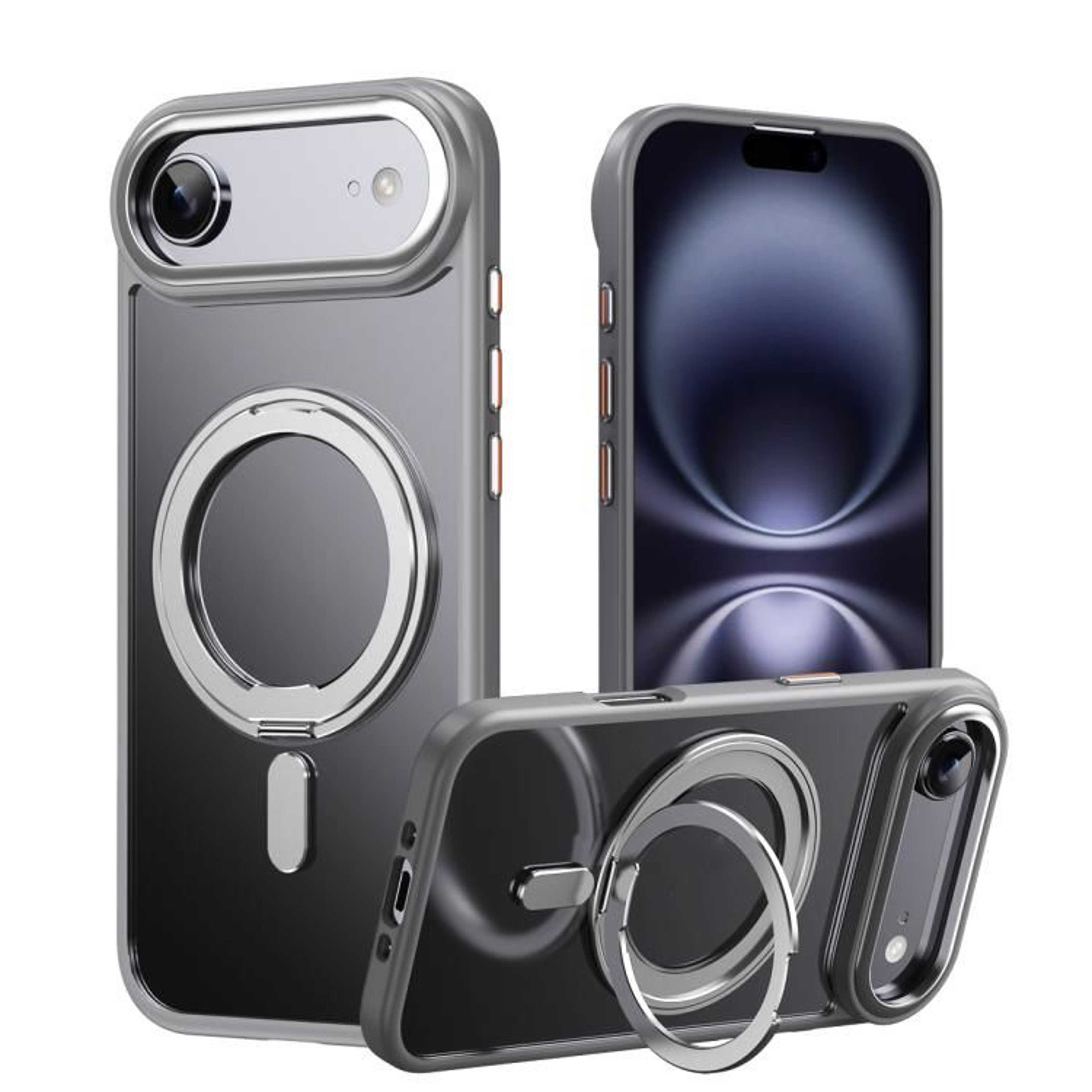 IPhone Air MagSafe Case With 360 Rotating Ring Stand Frosted Shockproof Magnetic Cover 7