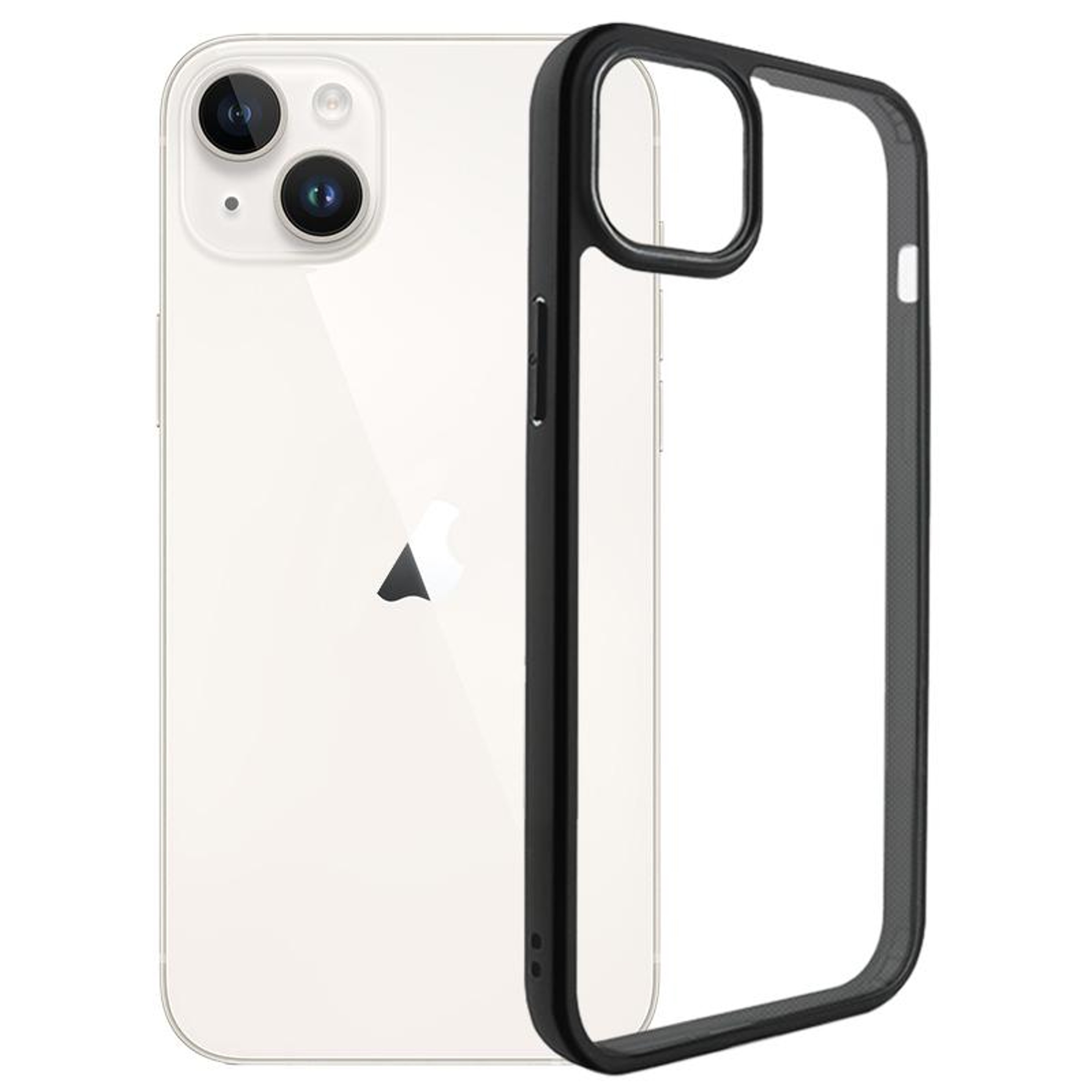 iPhone 15 Plus Clear Shockproof Phone Case with Anti Yellow TPU PC Hybrid Protection Black – view 1
